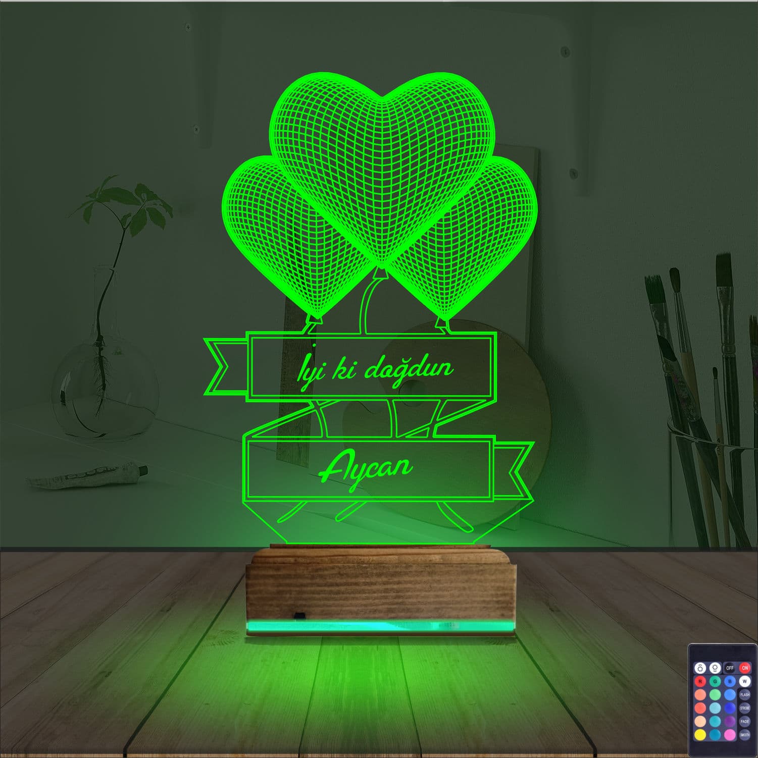 Сердца-шарики — 3D LED Ночник | Подарок на день рождения 6