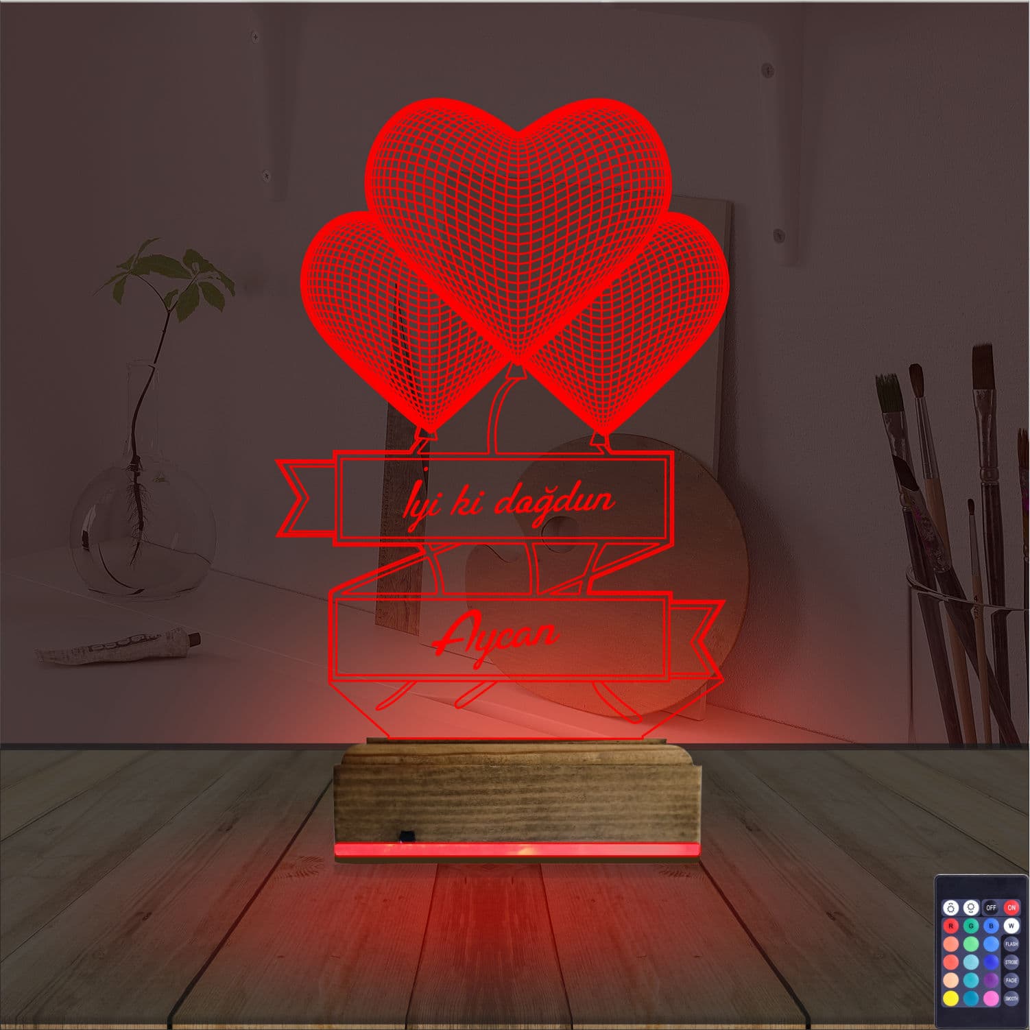 Сердца-шарики — 3D LED Ночник | Подарок на день рождения 7