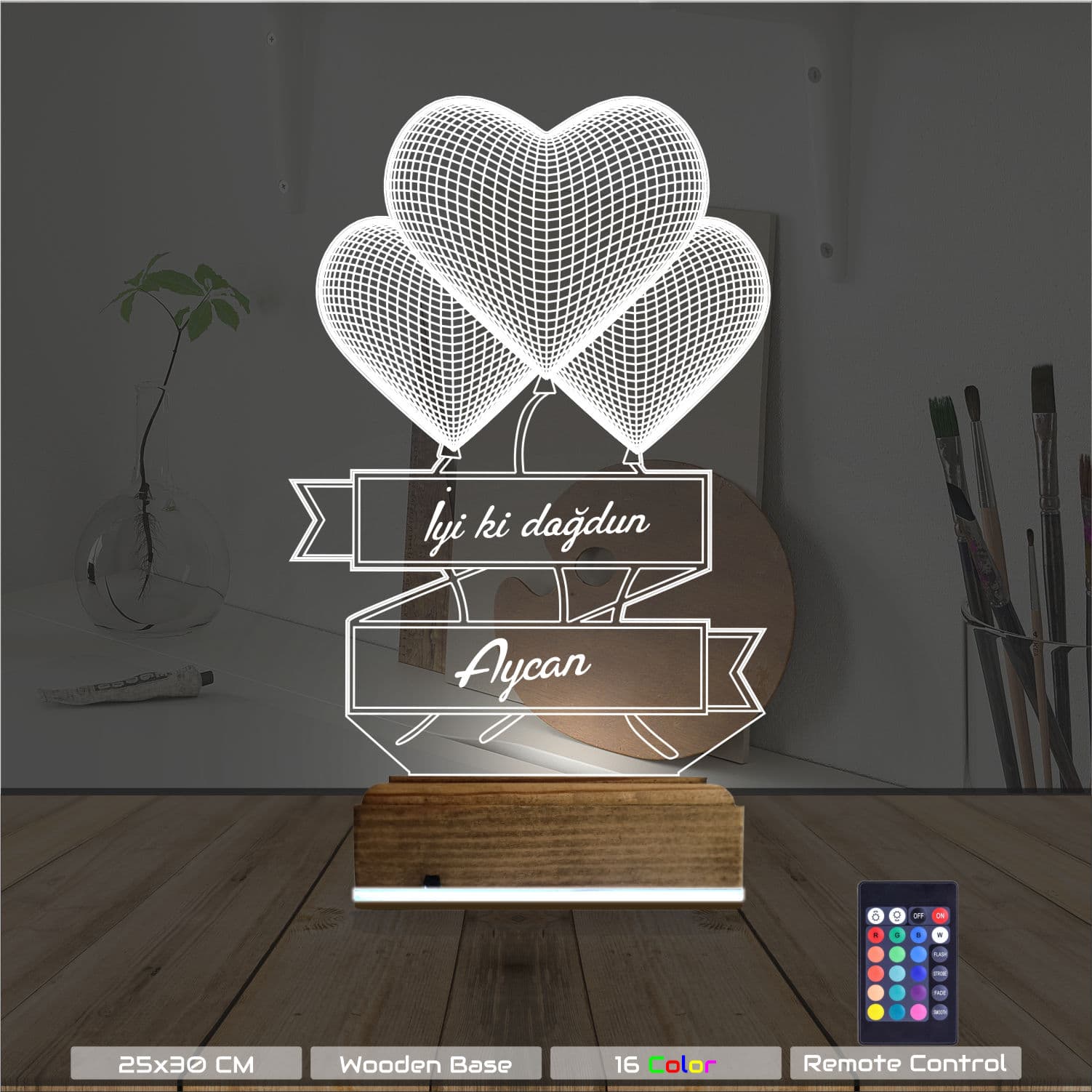 Сердца-шарики — 3D LED Ночник | Подарок на день рождения 8