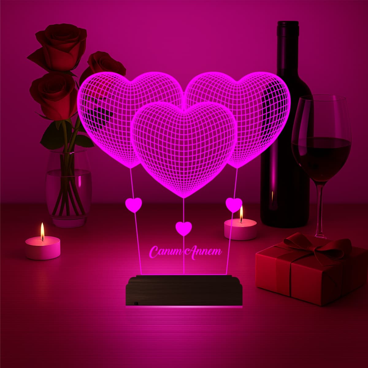 Три Сердца 3D Ночник для мамы 3