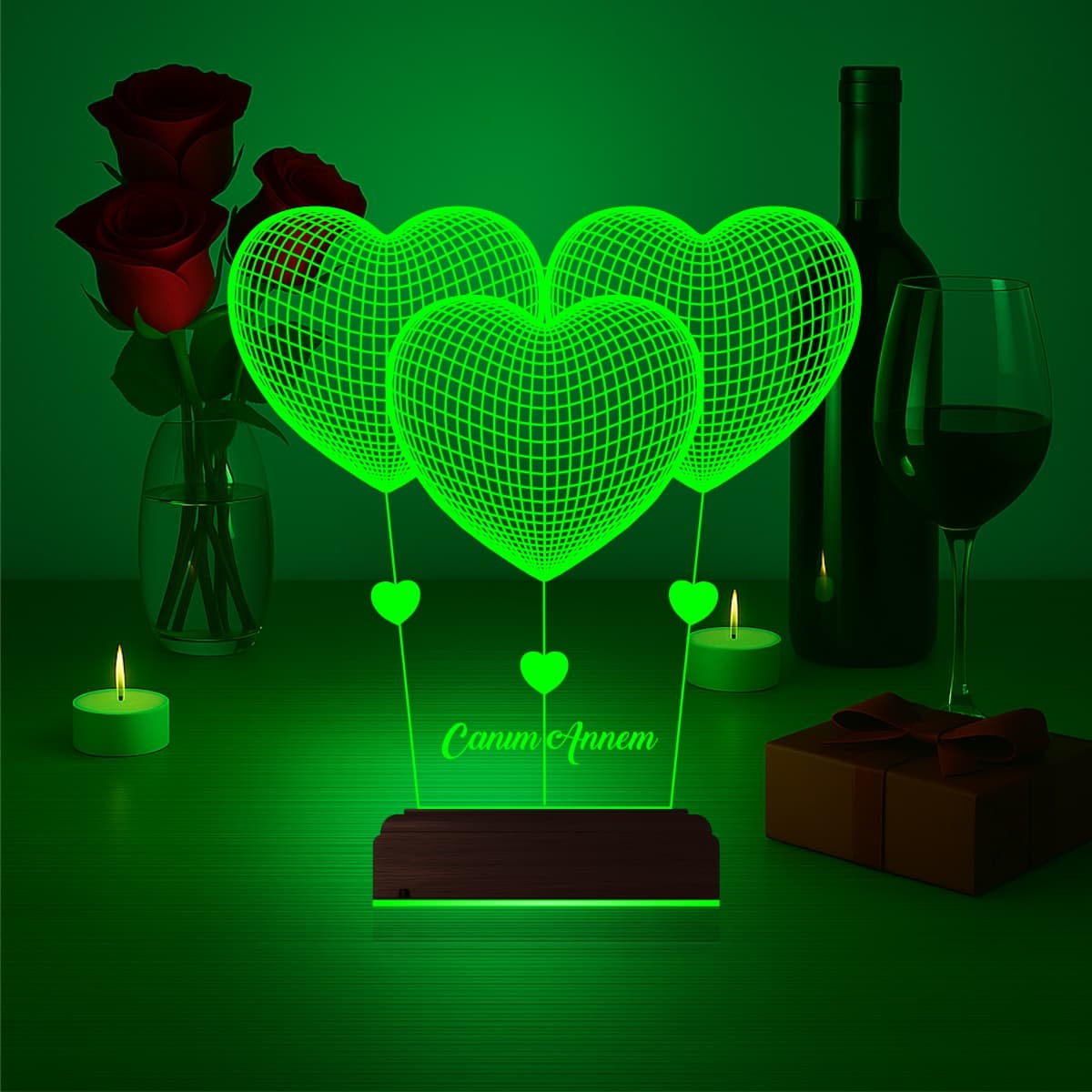 Три Сердца 3D Ночник для мамы 4