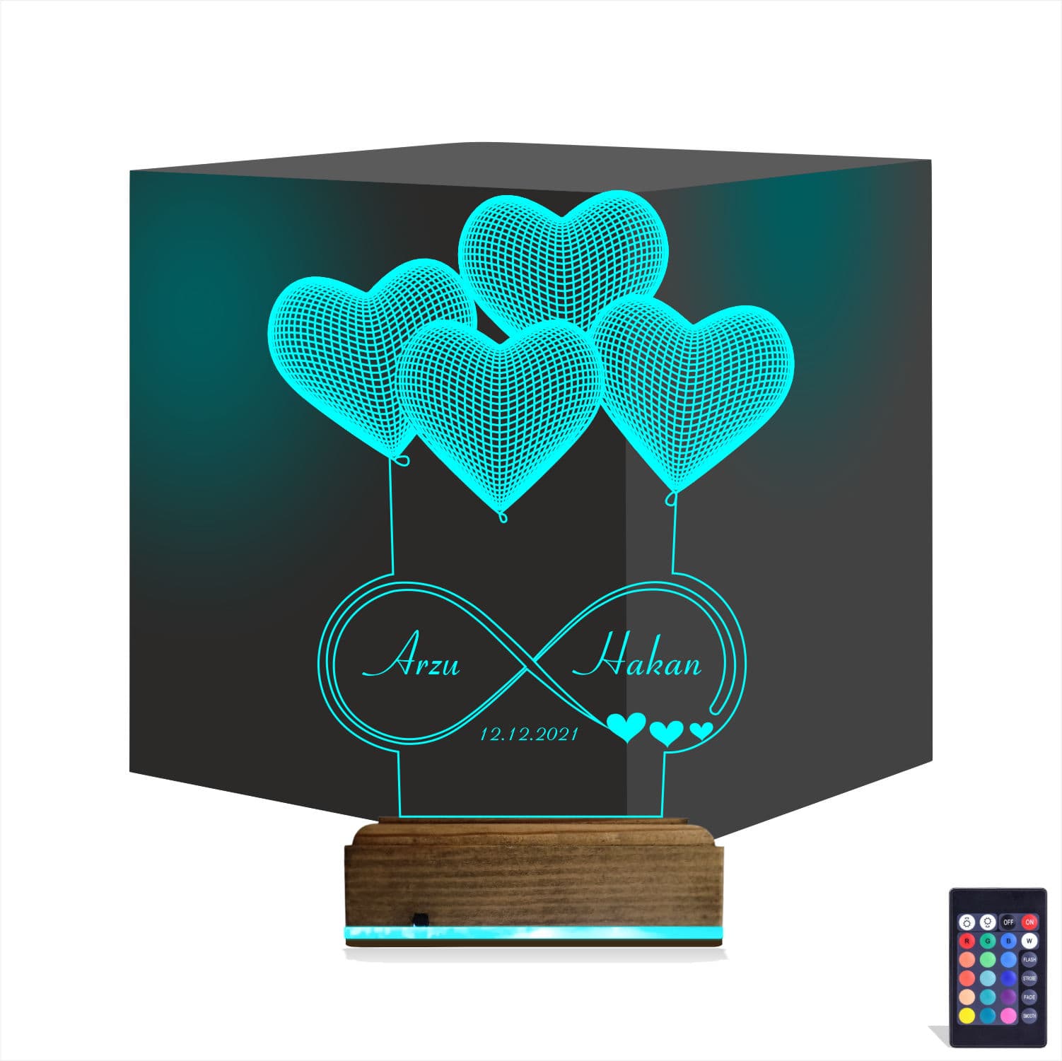 Сердца и бесконечность — 3D LED Ночник | Подарок на годовщину 1