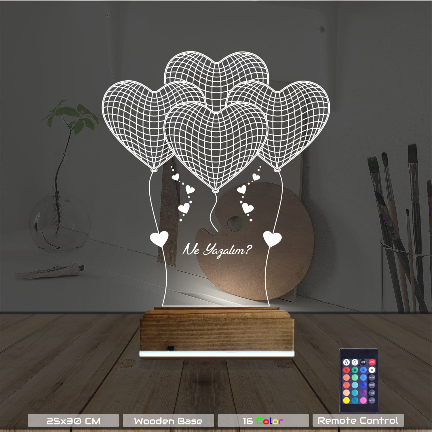 Сердца-шарики — 3D LED Ночник | Романтический подарок 8