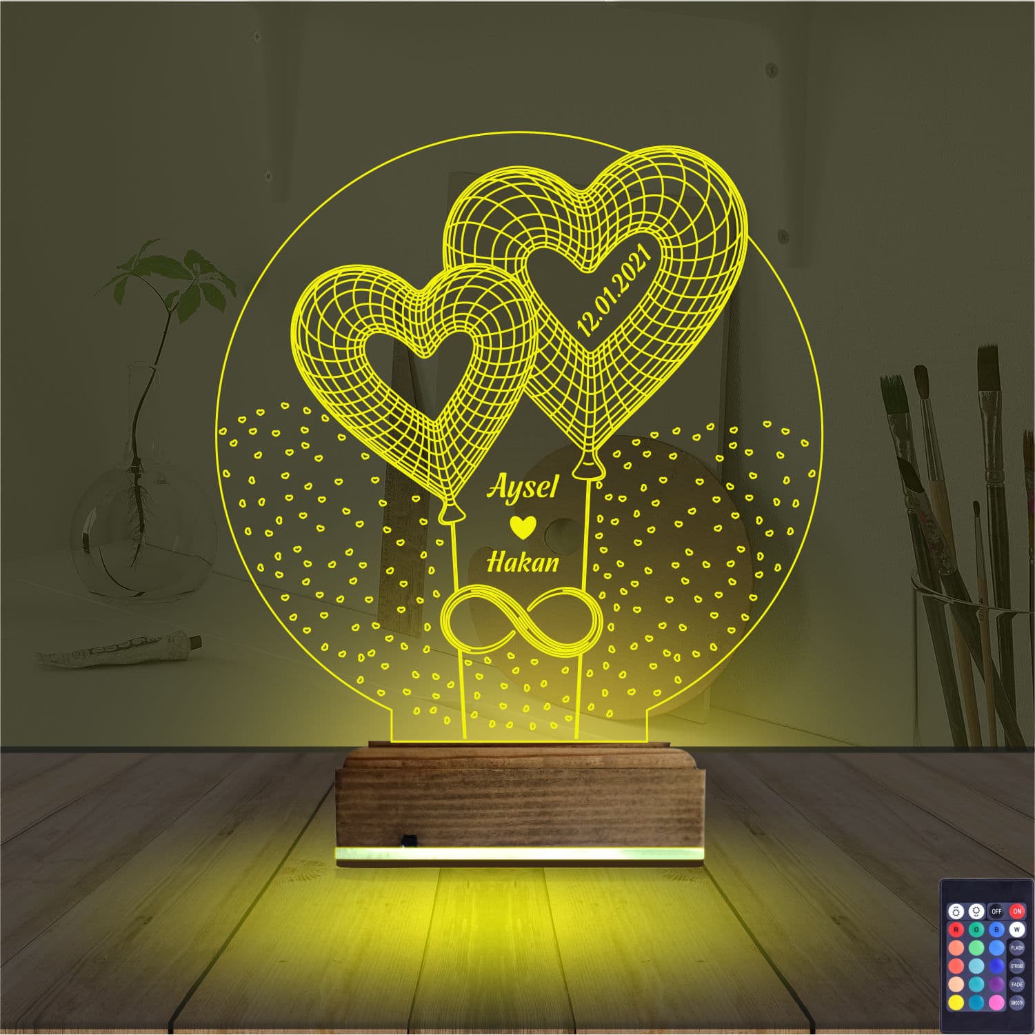 Сердца и Бесконечность — 3D LED Ночник | Романтический подарок 5