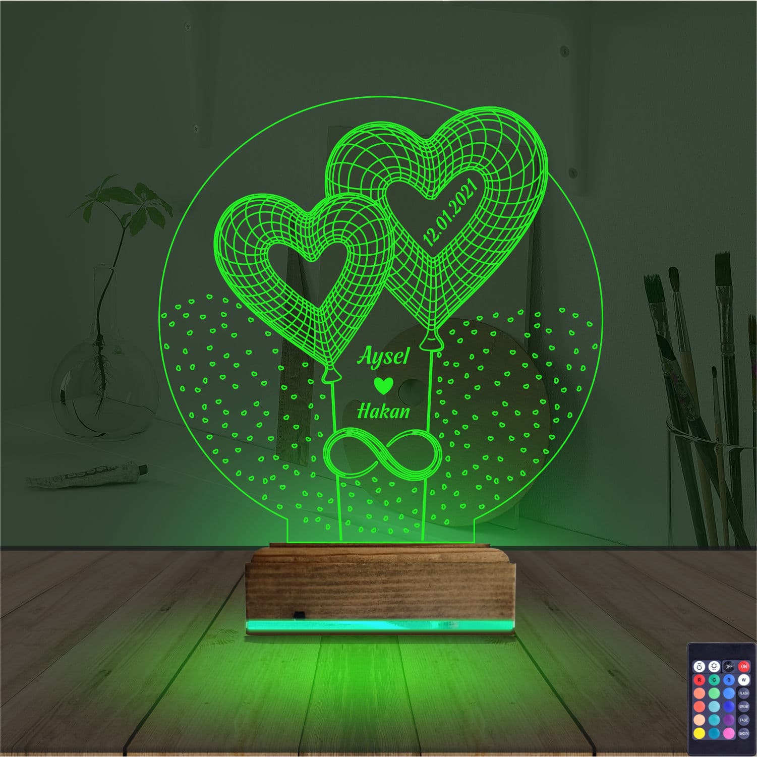 Сердца и Бесконечность — 3D LED Ночник | Романтический подарок 6