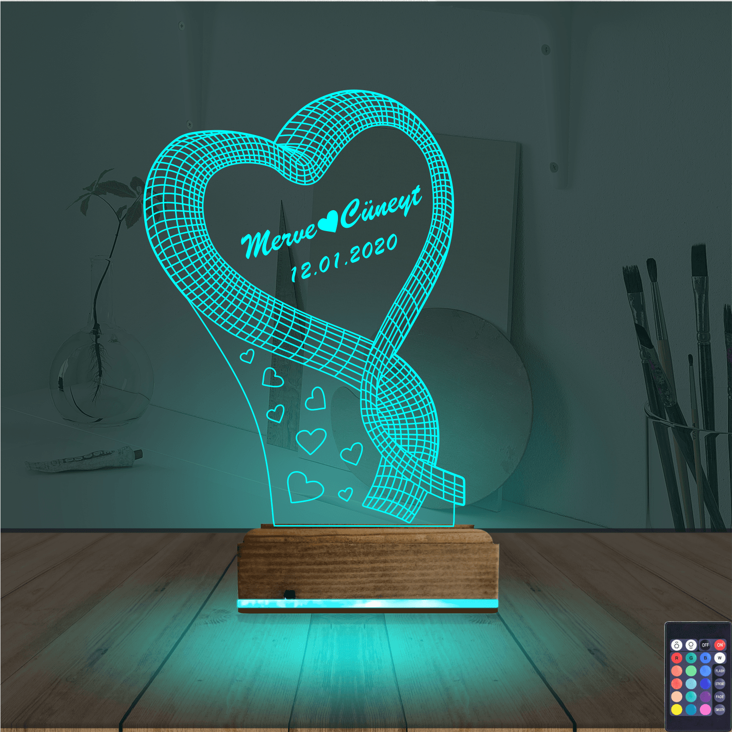 Сердце с именами — 3D LED Ночник | Романтический подарок 3