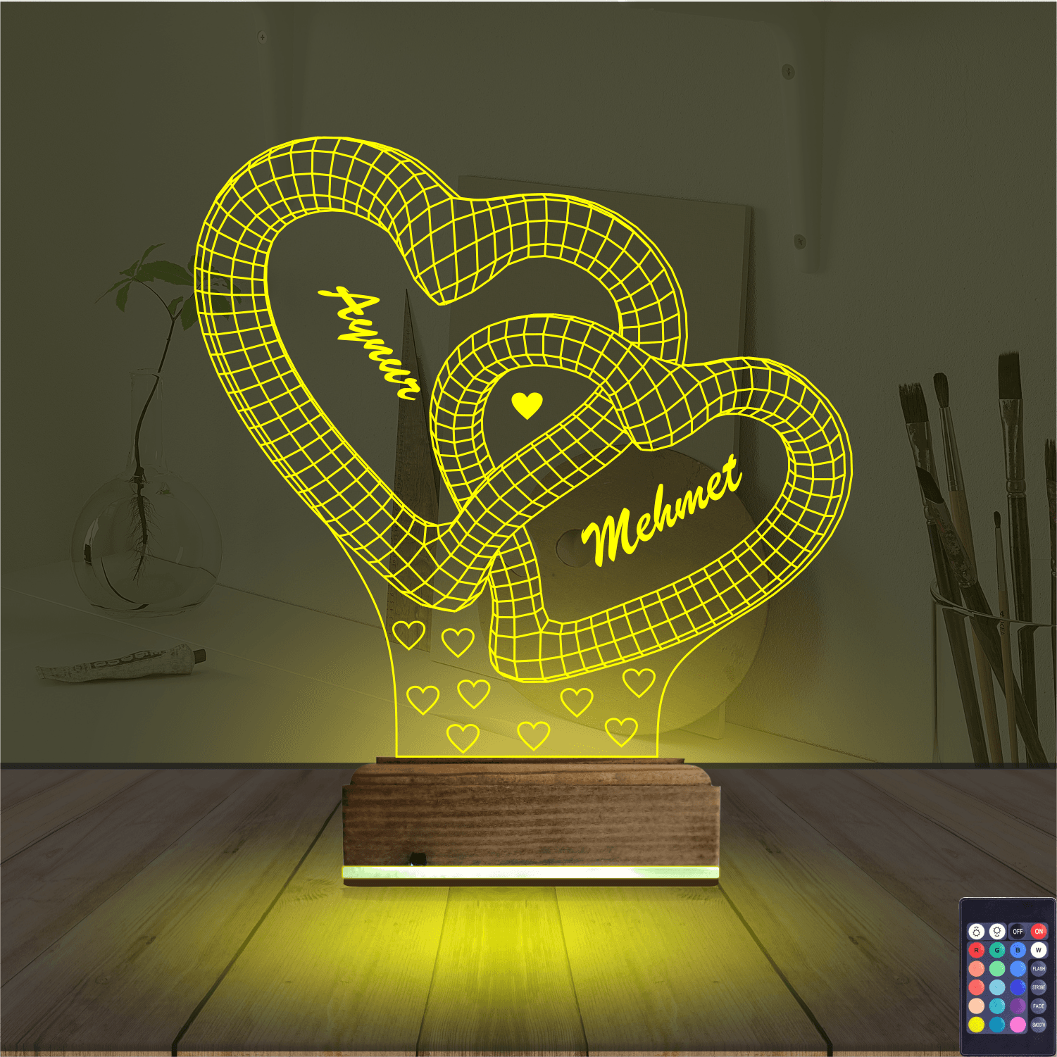 Сердца с именами — 3D LED Ночник | Романтический подарок 5