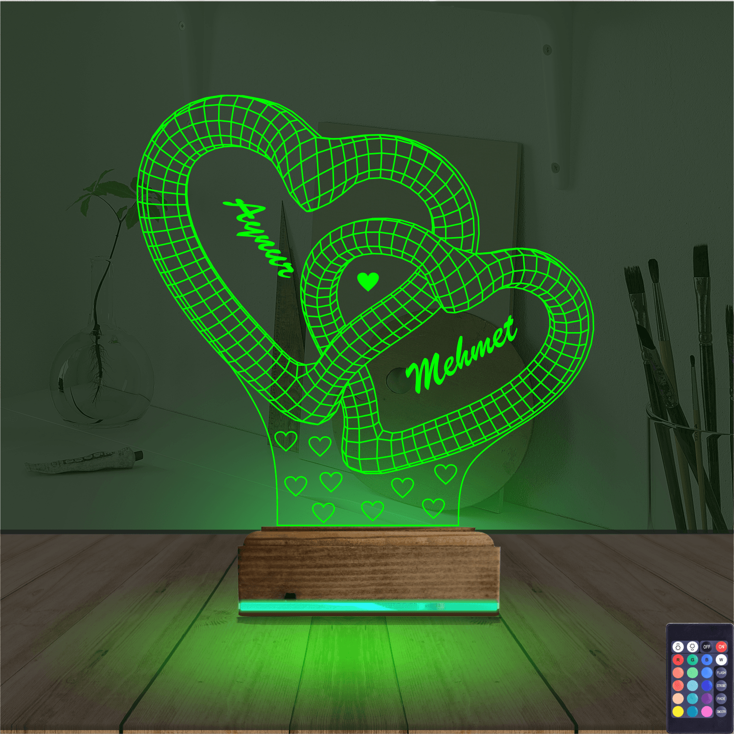 Сердца с именами — 3D LED Ночник | Романтический подарок 6