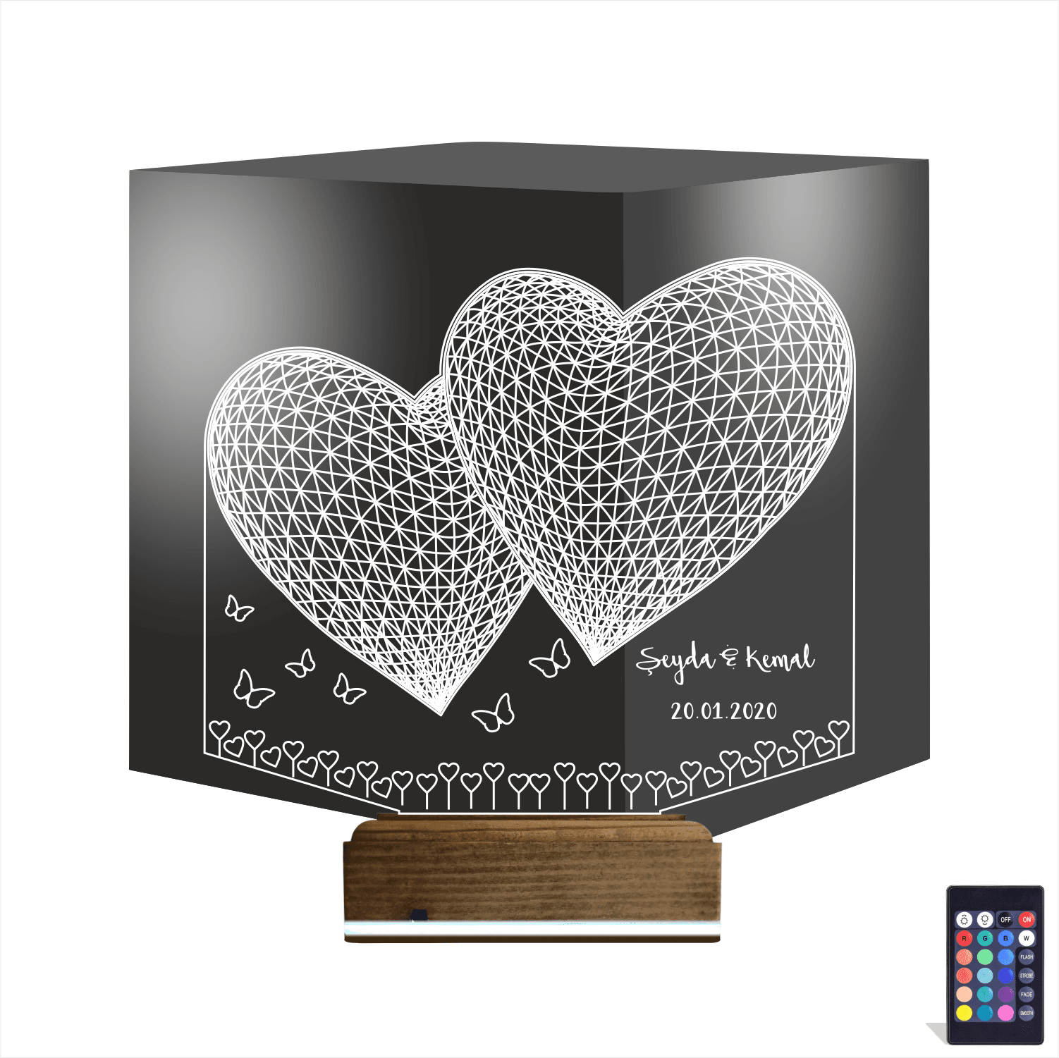 Сердца с Именами — 3D LED Ночник | Романтический подарок 1