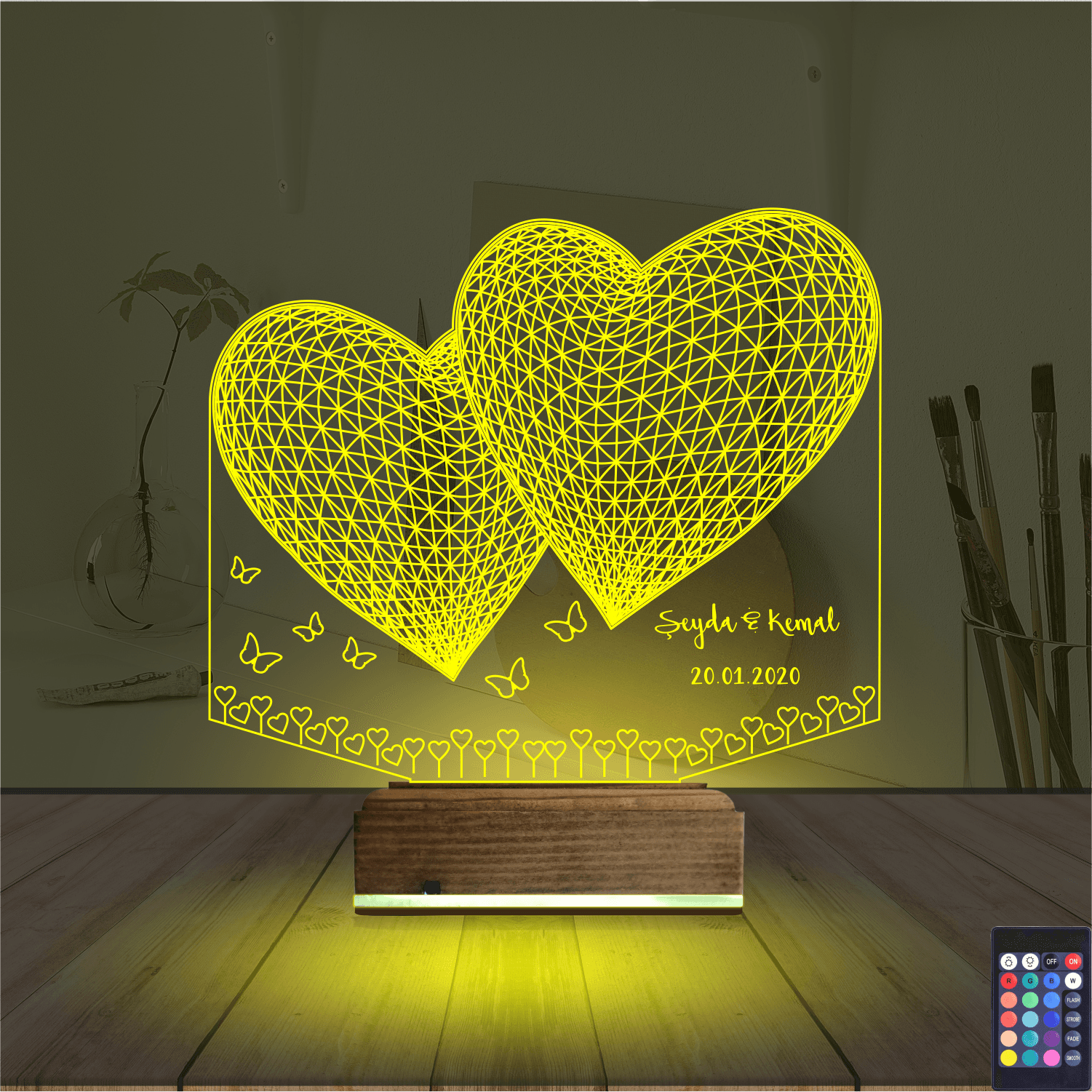 Сердца с Именами — 3D LED Ночник | Романтический подарок 5