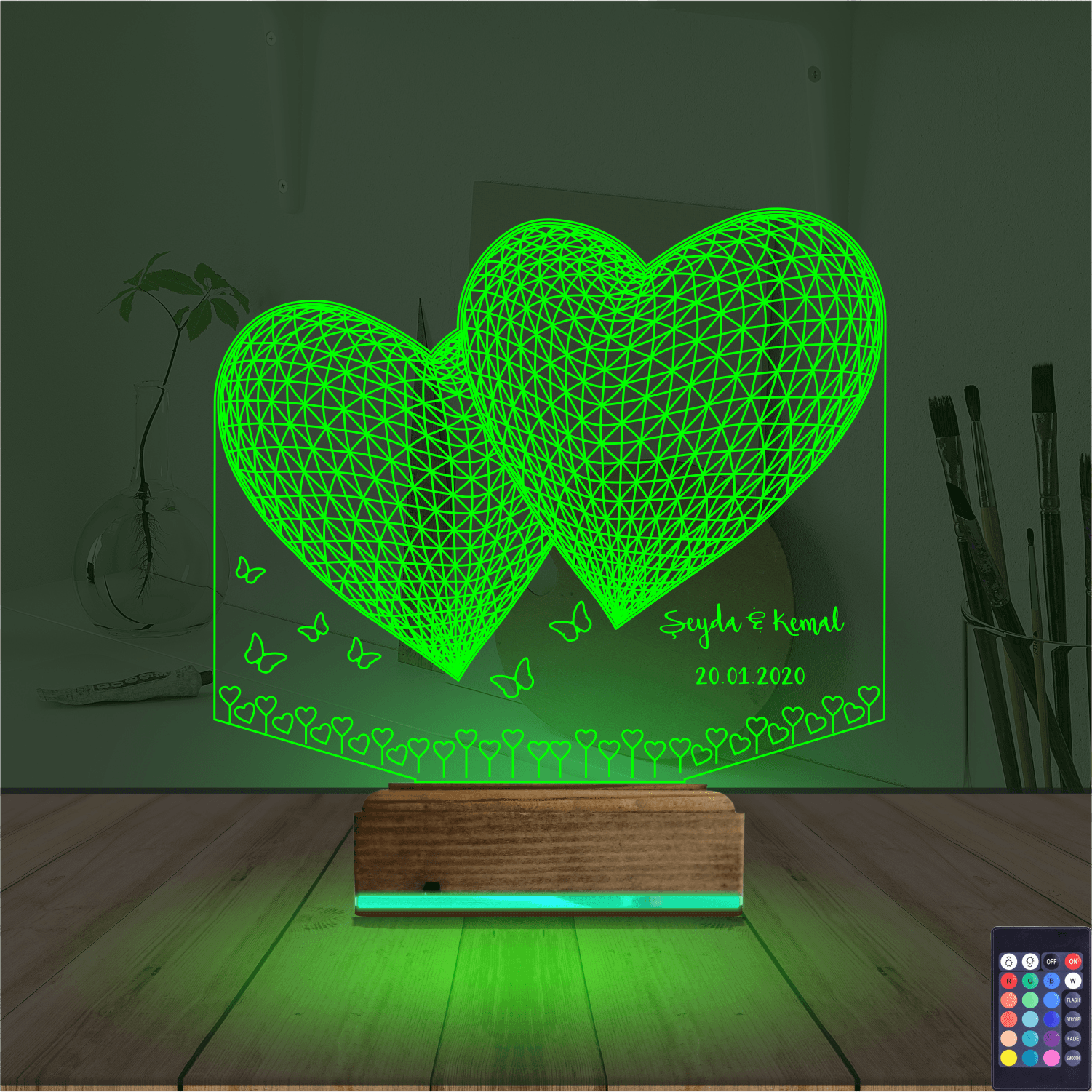 Сердца с Именами — 3D LED Ночник | Романтический подарок 6