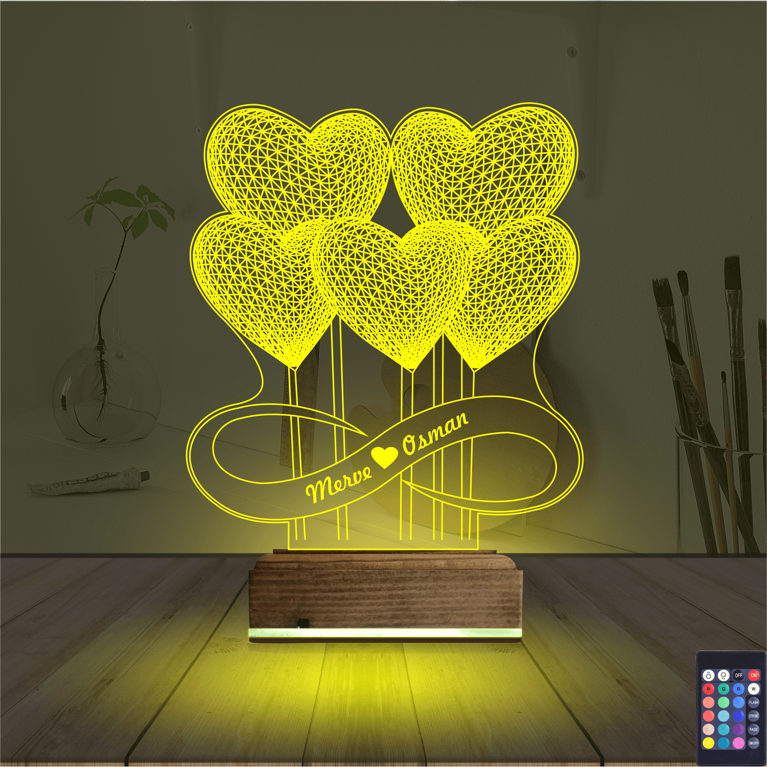 Сердца и Бесконечность — 3D LED Ночник | Подарок паре 5