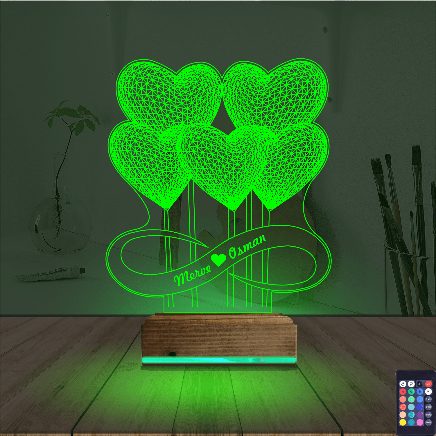 Сердца и Бесконечность — 3D LED Ночник | Подарок паре 6