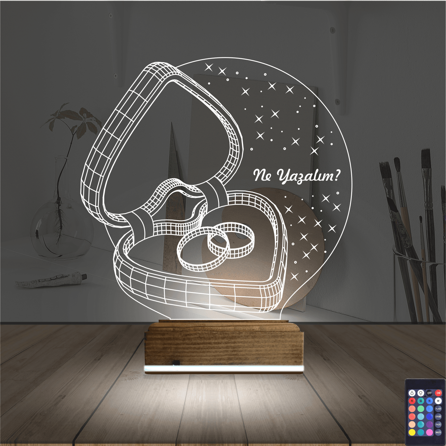 Кольца в шкатулке-сердце — 3D LED Ночник | Подарок на свадьбу 2