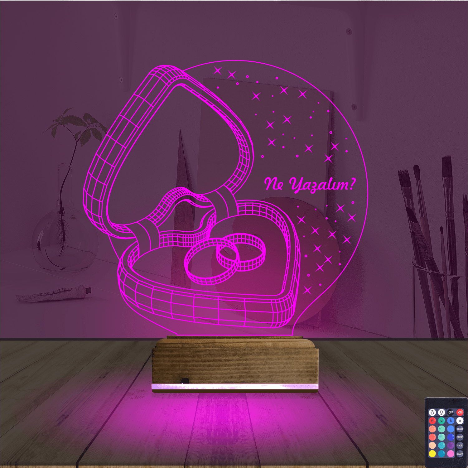 Кольца в шкатулке-сердце — 3D LED Ночник | Подарок на свадьбу 4