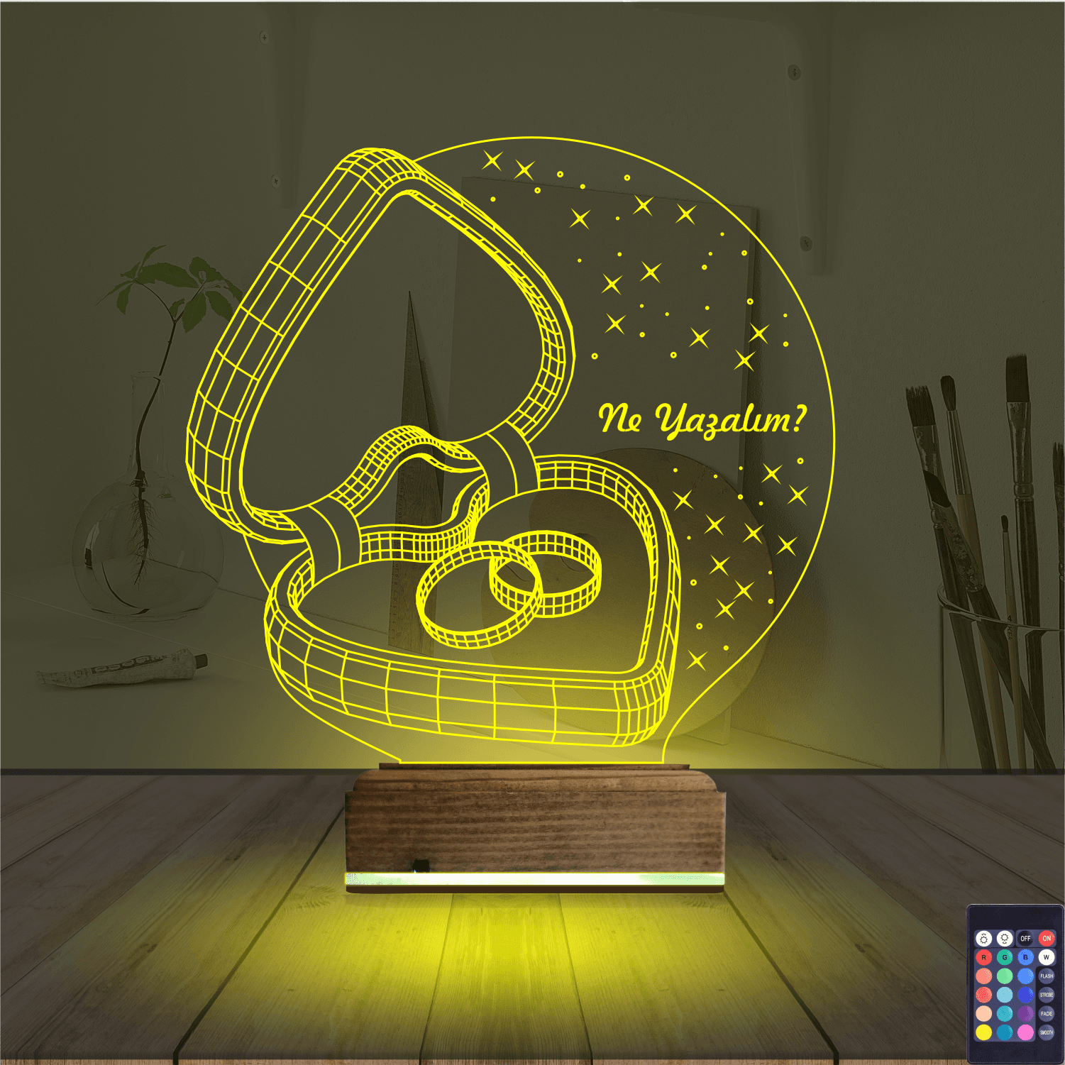 Кольца в шкатулке-сердце — 3D LED Ночник | Подарок на свадьбу 5