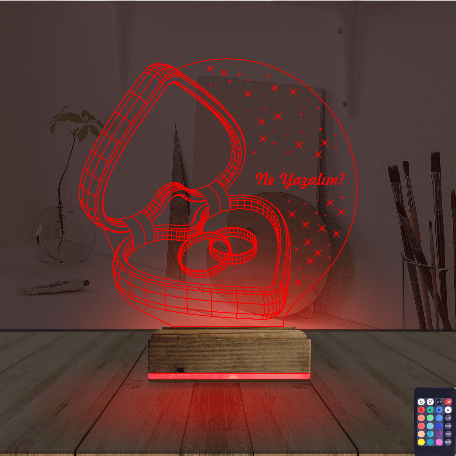 Кольца в шкатулке-сердце — 3D LED Ночник | Подарок на свадьбу 7