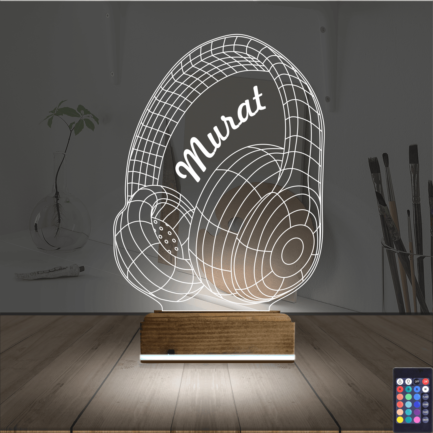 Наушники с именем — 3D LED Ночник | Подарок меломану 2