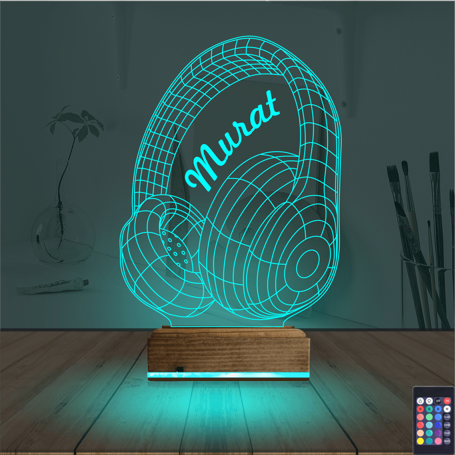 Наушники с именем — 3D LED Ночник | Подарок меломану 3