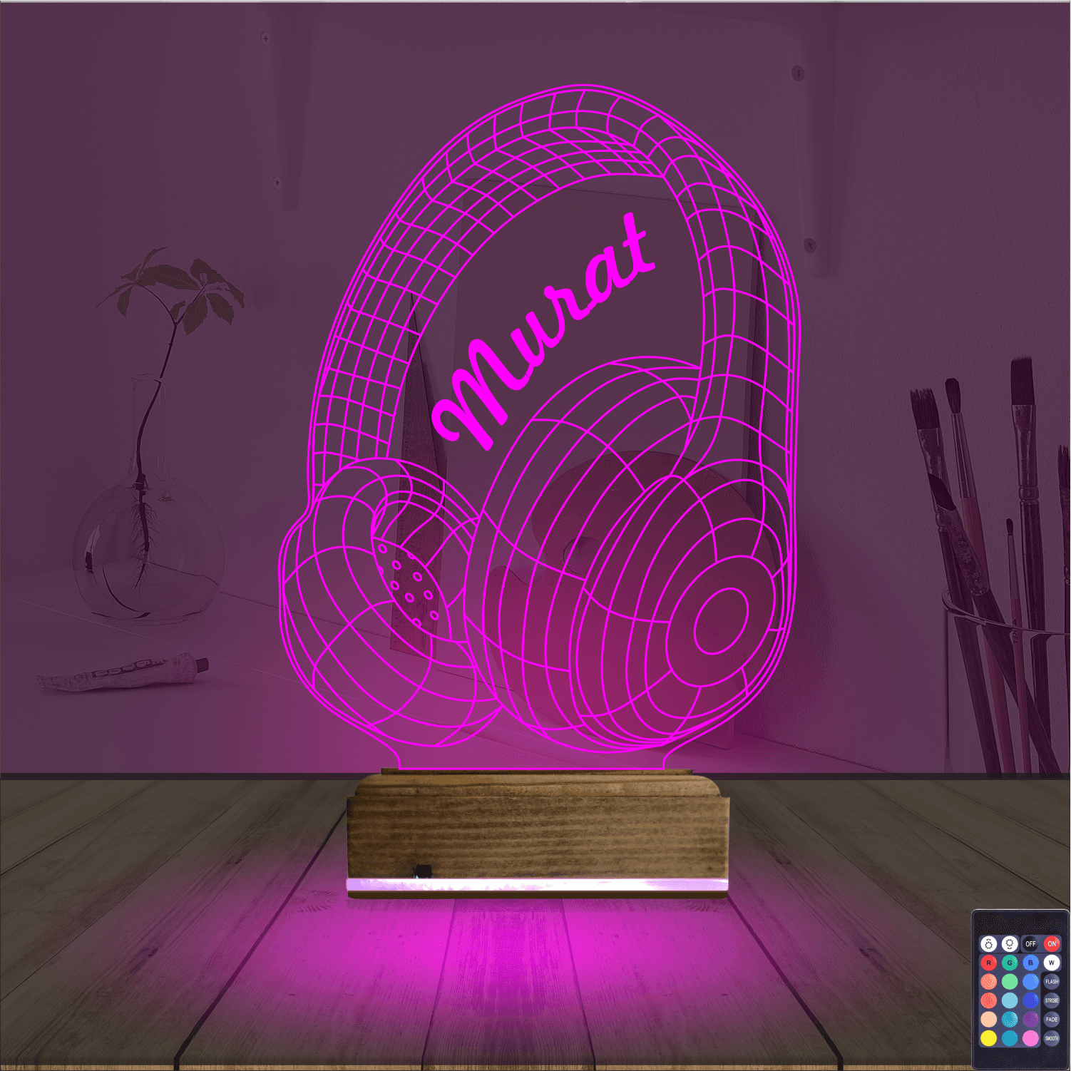 Наушники с именем — 3D LED Ночник | Подарок меломану 4