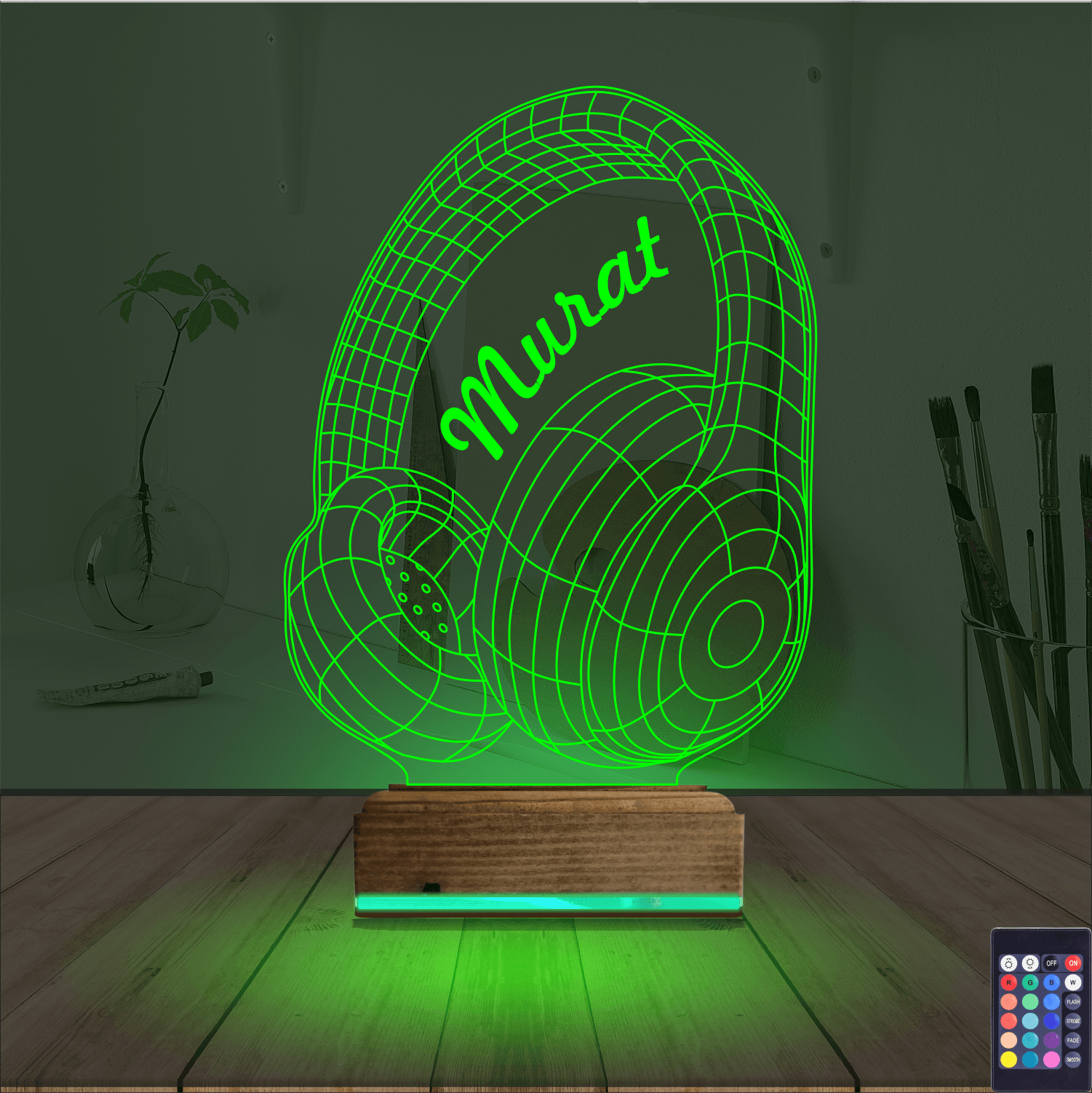 Наушники с именем — 3D LED Ночник | Подарок меломану 6