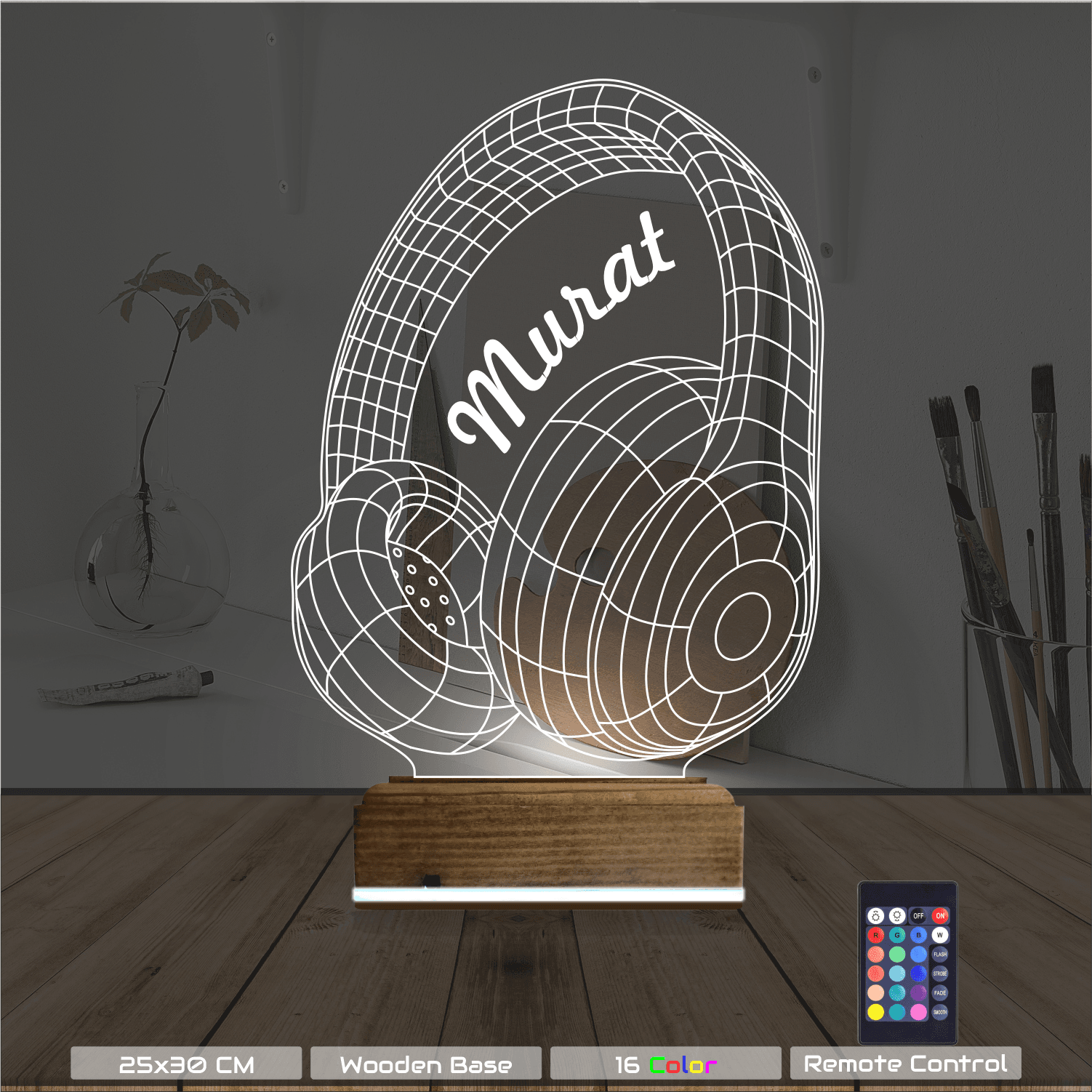 Наушники с именем — 3D LED Ночник | Подарок меломану 8