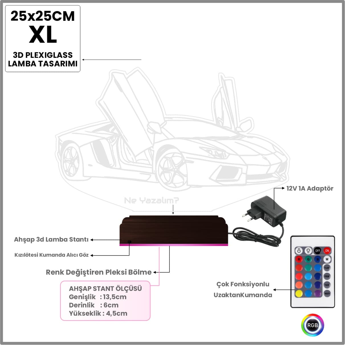 Lamborghini — 3D LED Ночник | Подарок мужчине 8