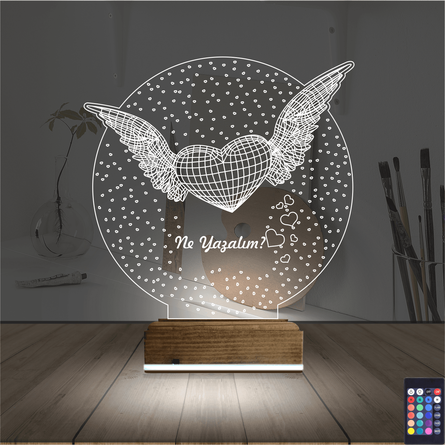 Сердце с крыльями — 3D LED Ночник | Романтический подарок 2