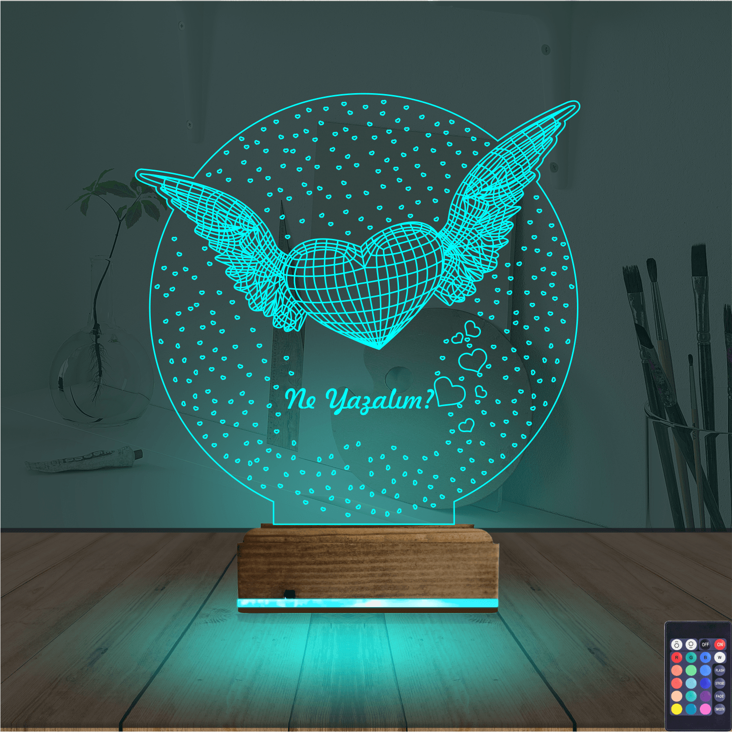 Сердце с крыльями — 3D LED Ночник | Романтический подарок 3