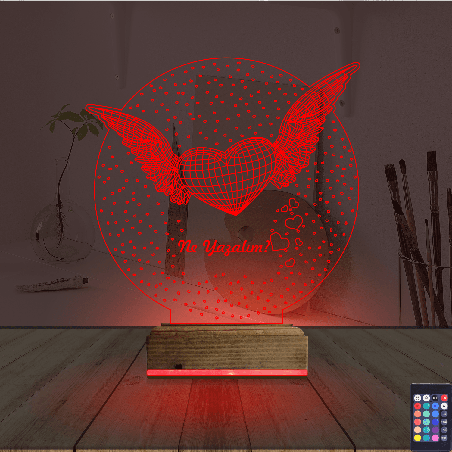 Сердце с крыльями — 3D LED Ночник | Романтический подарок 7