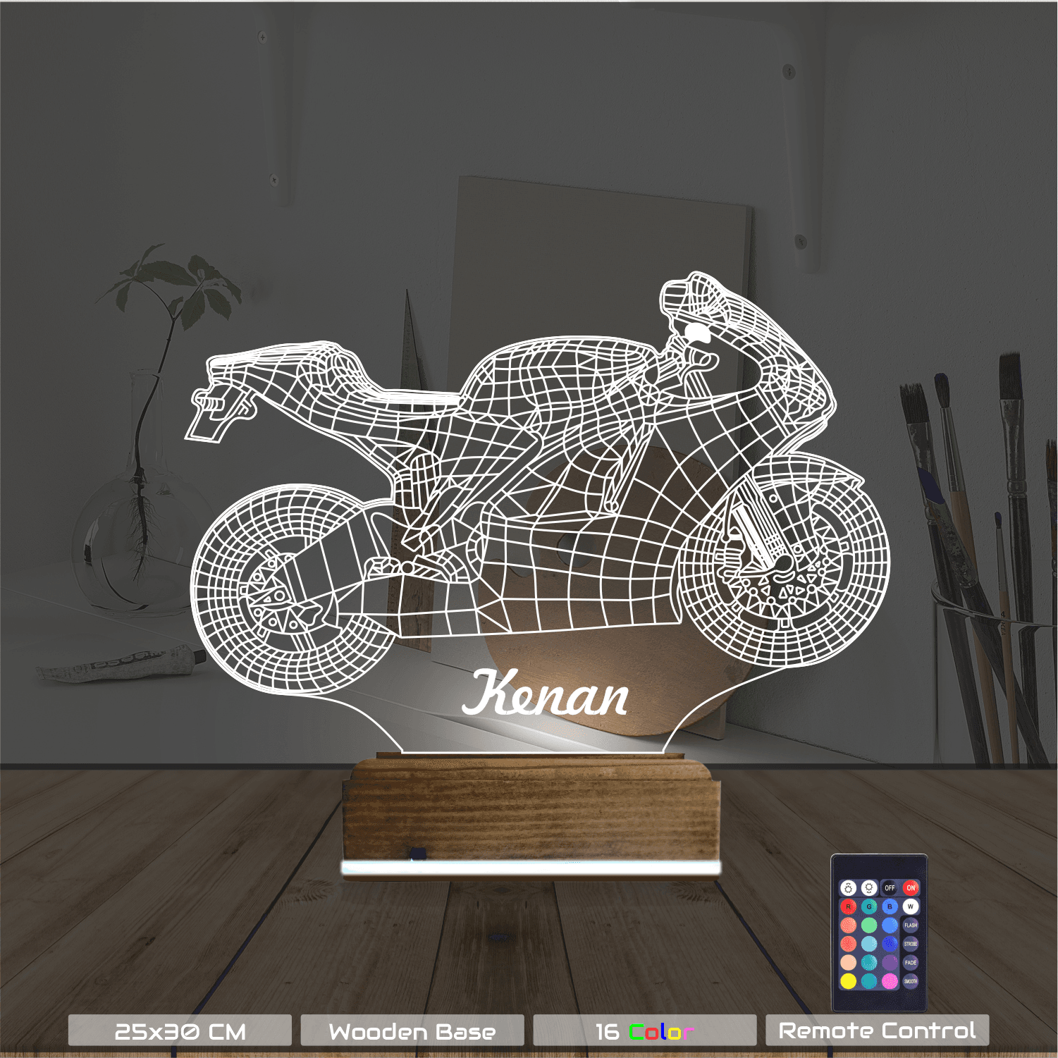 Мотоцикл — 3D LED Ночник | Именной подарок мужчине 8