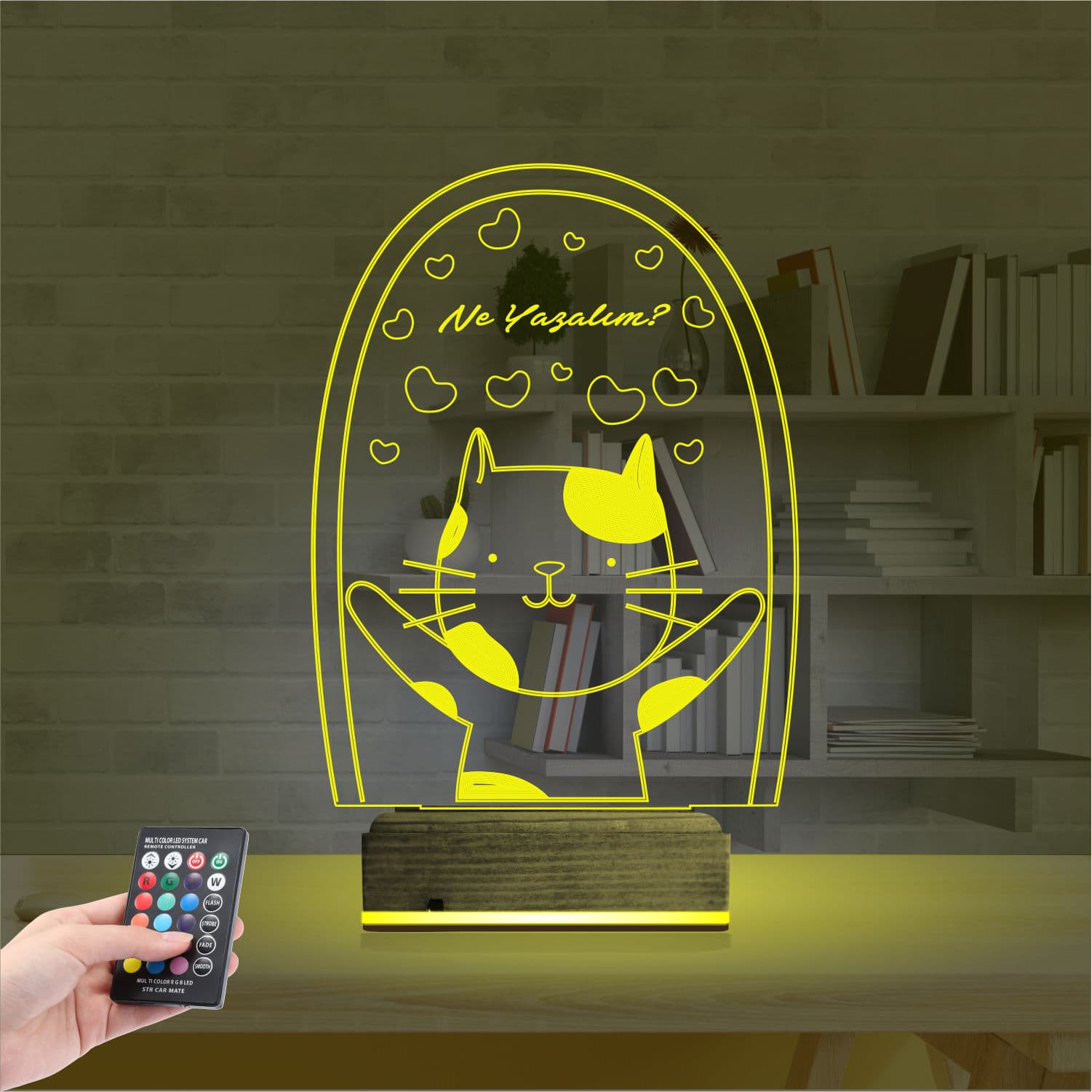 Кот с сердечками — 3D LED Ночник | Подарок любимым 5