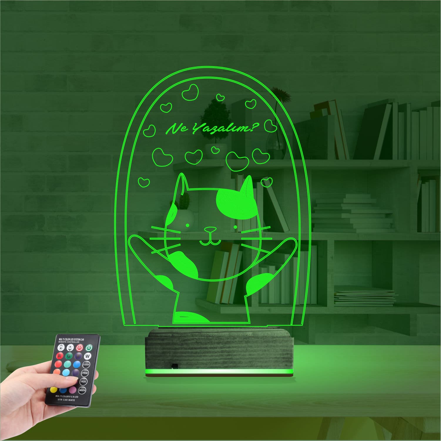Кот с сердечками — 3D LED Ночник | Подарок любимым 6