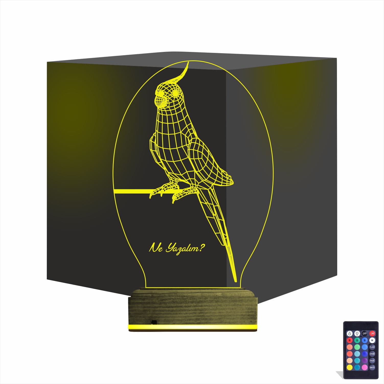 Попугай Корелла 3D Ночник с надписью 1