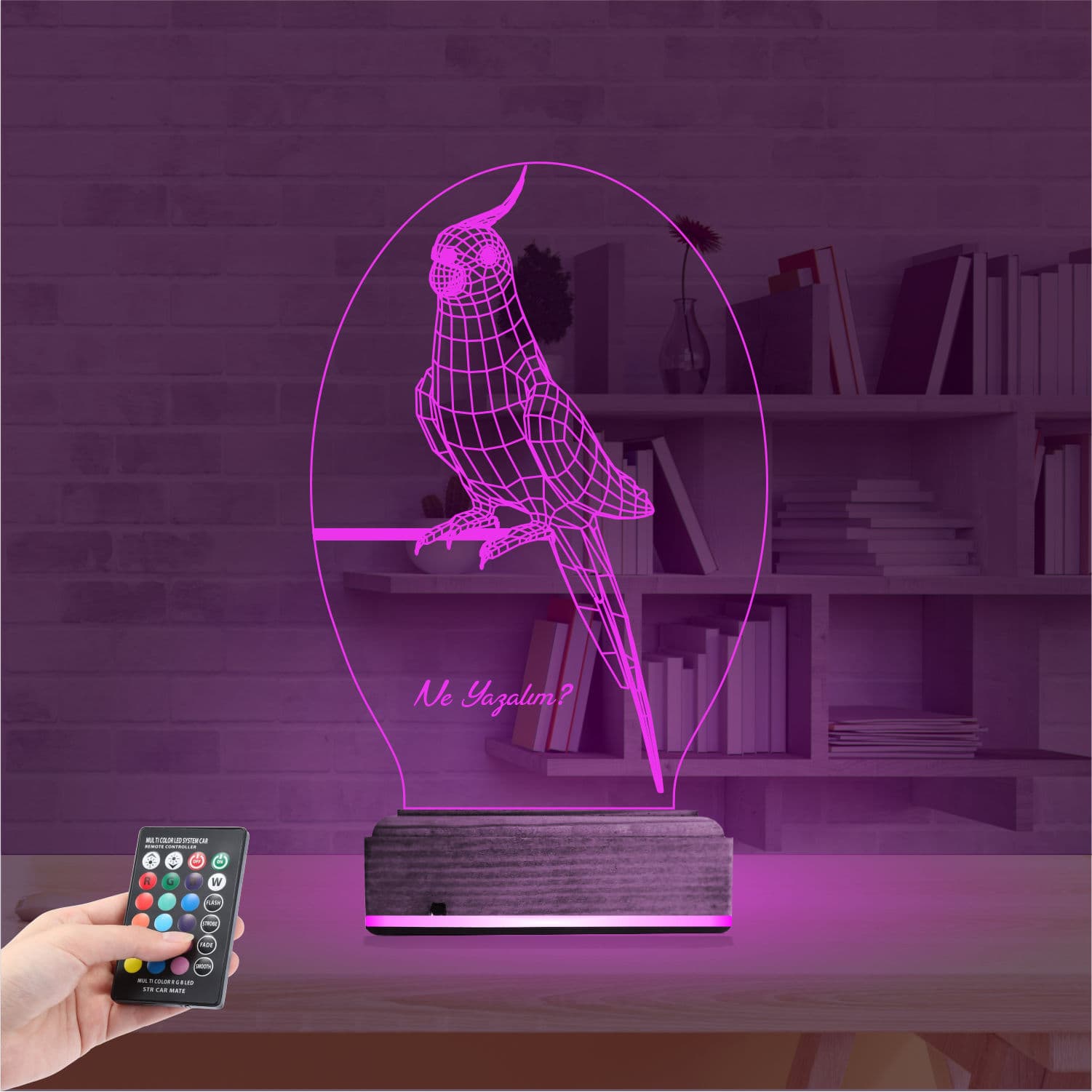 Попугай Корелла 3D Ночник с надписью 4