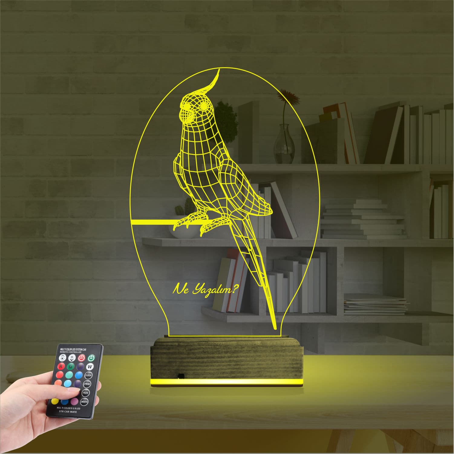 Попугай Корелла 3D Ночник с надписью 5