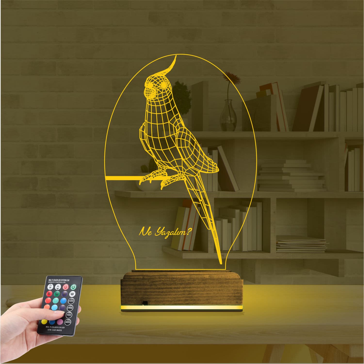 Попугай Корелла 3D Ночник с надписью 8