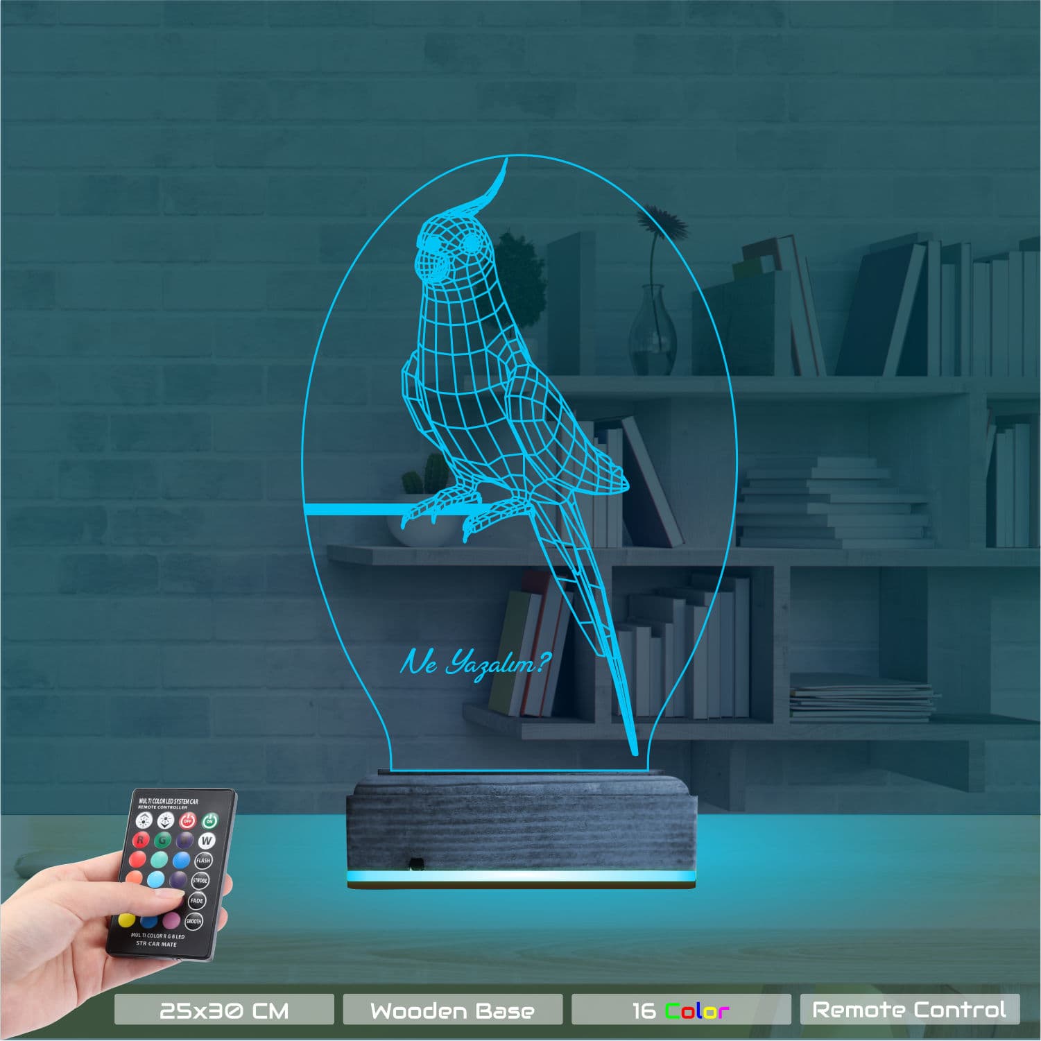 Попугай Корелла 3D Ночник с надписью 9