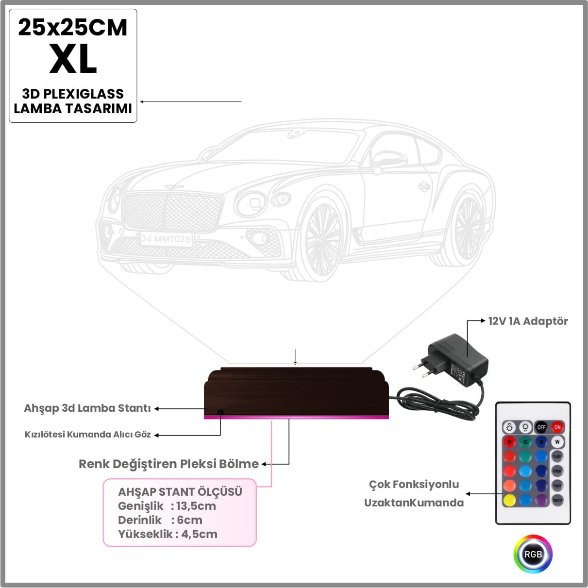 Bentley — 3D LED Ночник | Подарок автолюбителю 7
