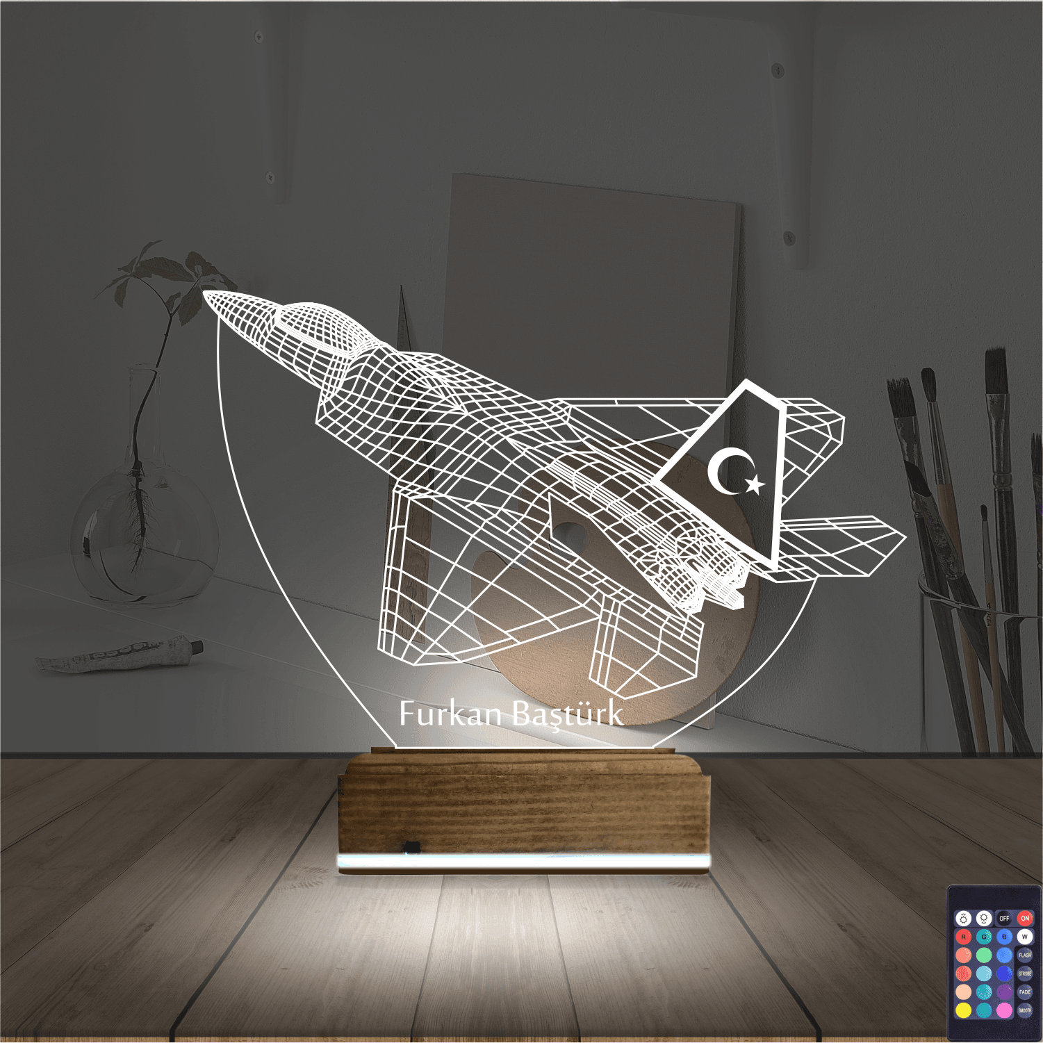 Истребитель — 3D LED Ночник | Именной подарок мужчине 2