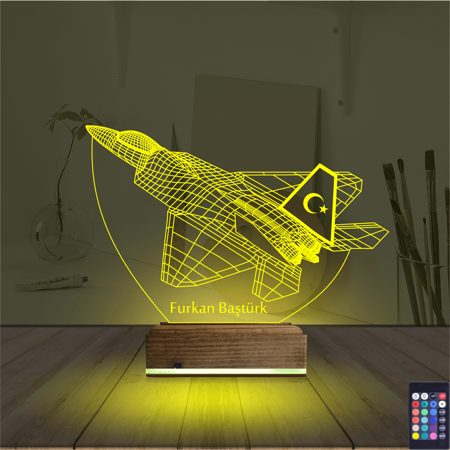 Истребитель — 3D LED Ночник | Именной подарок мужчине 5