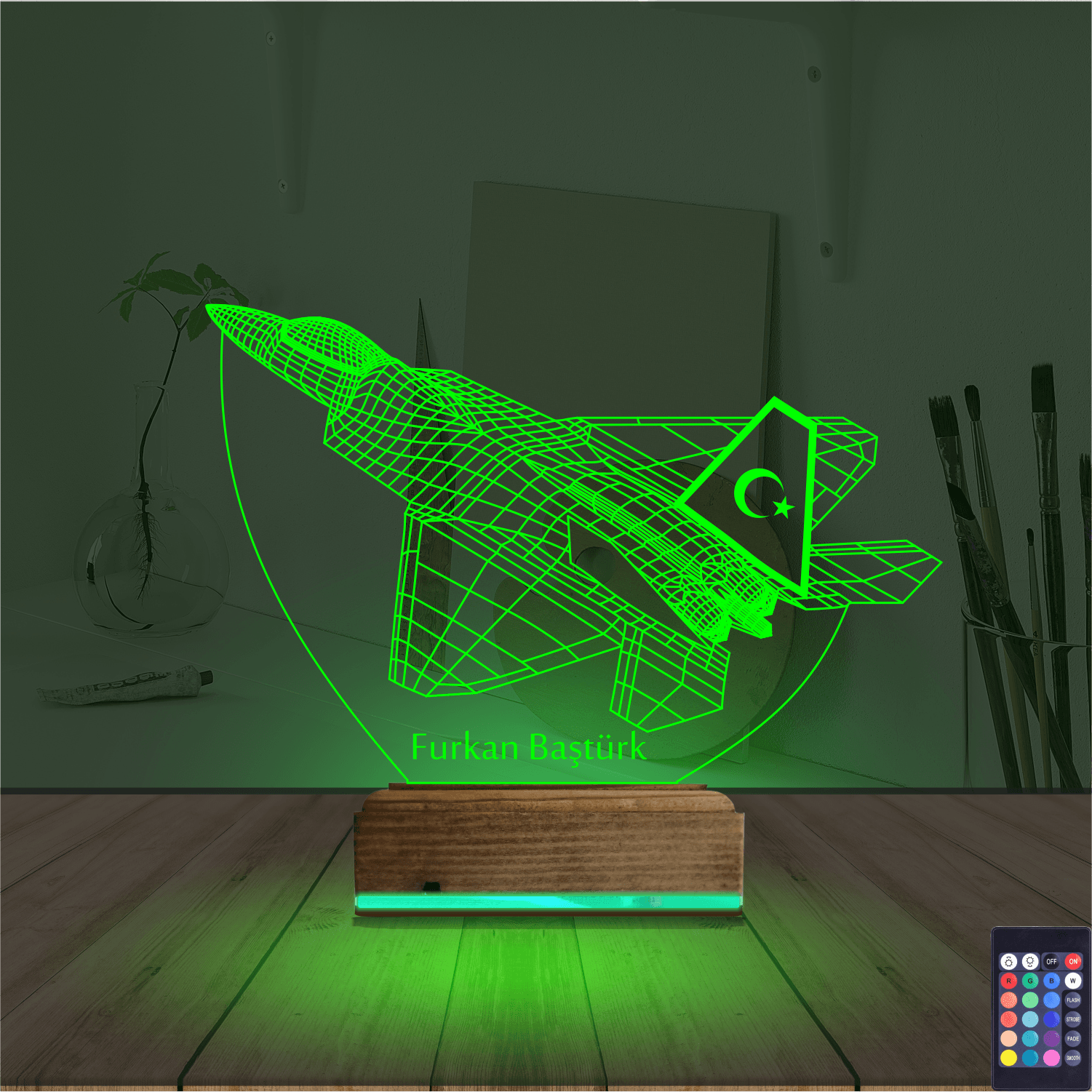 Истребитель — 3D LED Ночник | Именной подарок мужчине 6