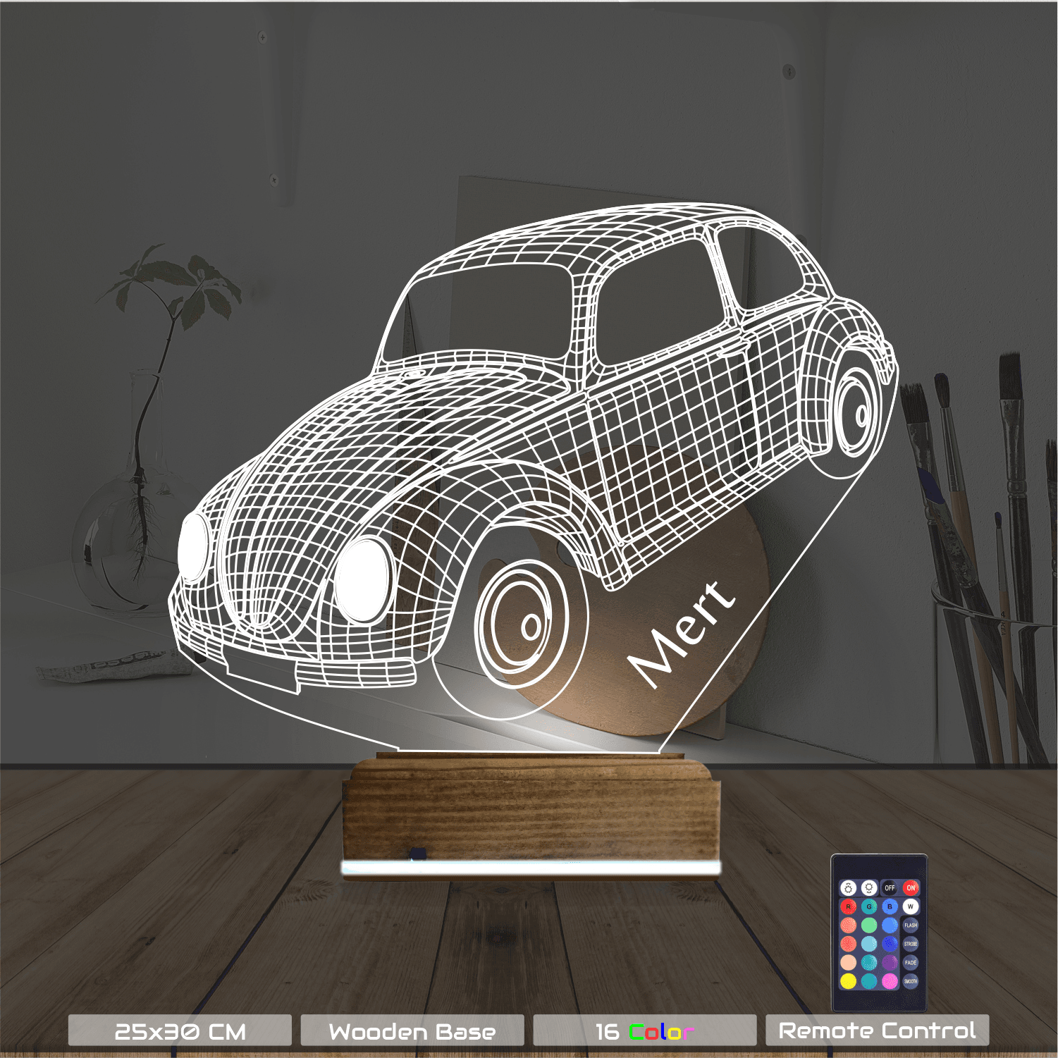 Фольксваген Жук — 3D LED Ночник | Именной подарок 8