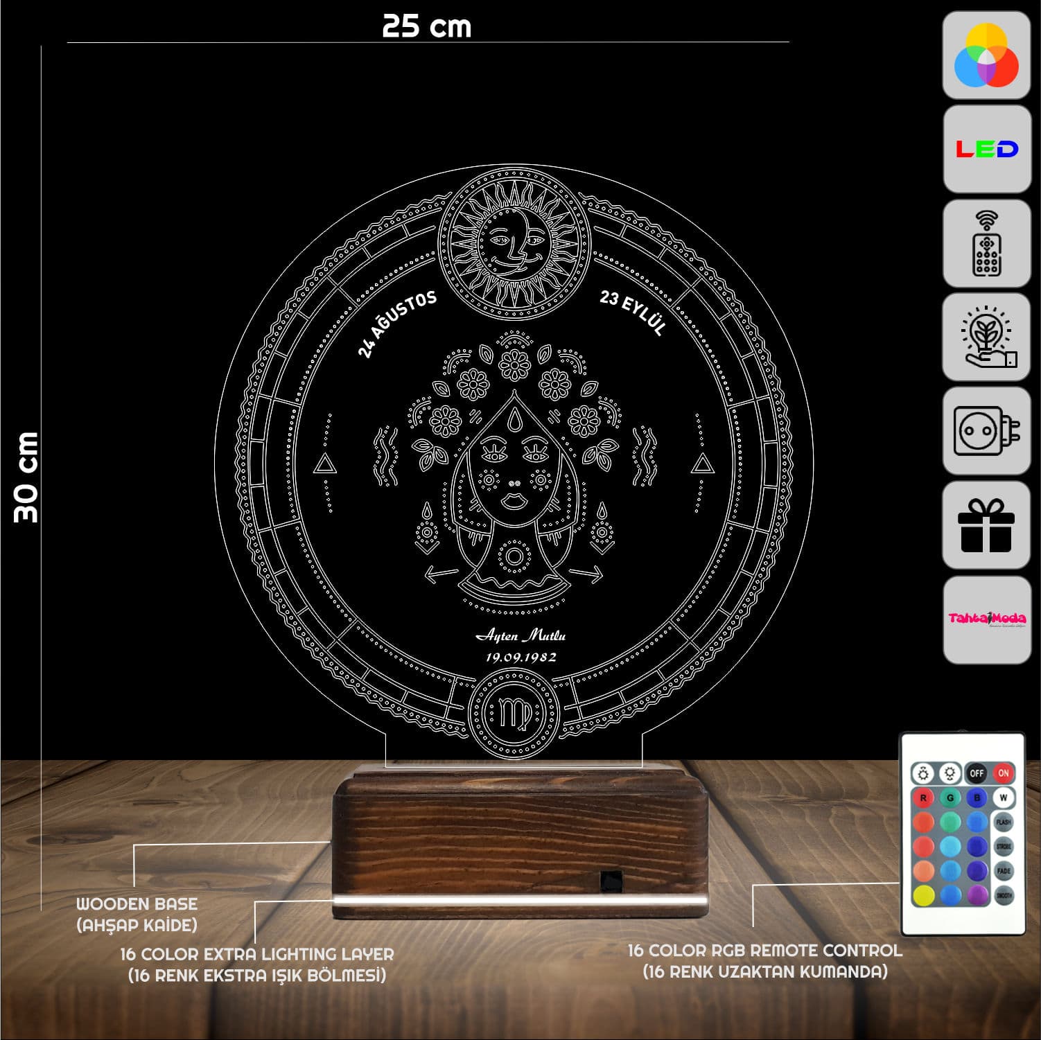 Дева Знак Зодиака — 3D LED Ночник | Именной подарок 2