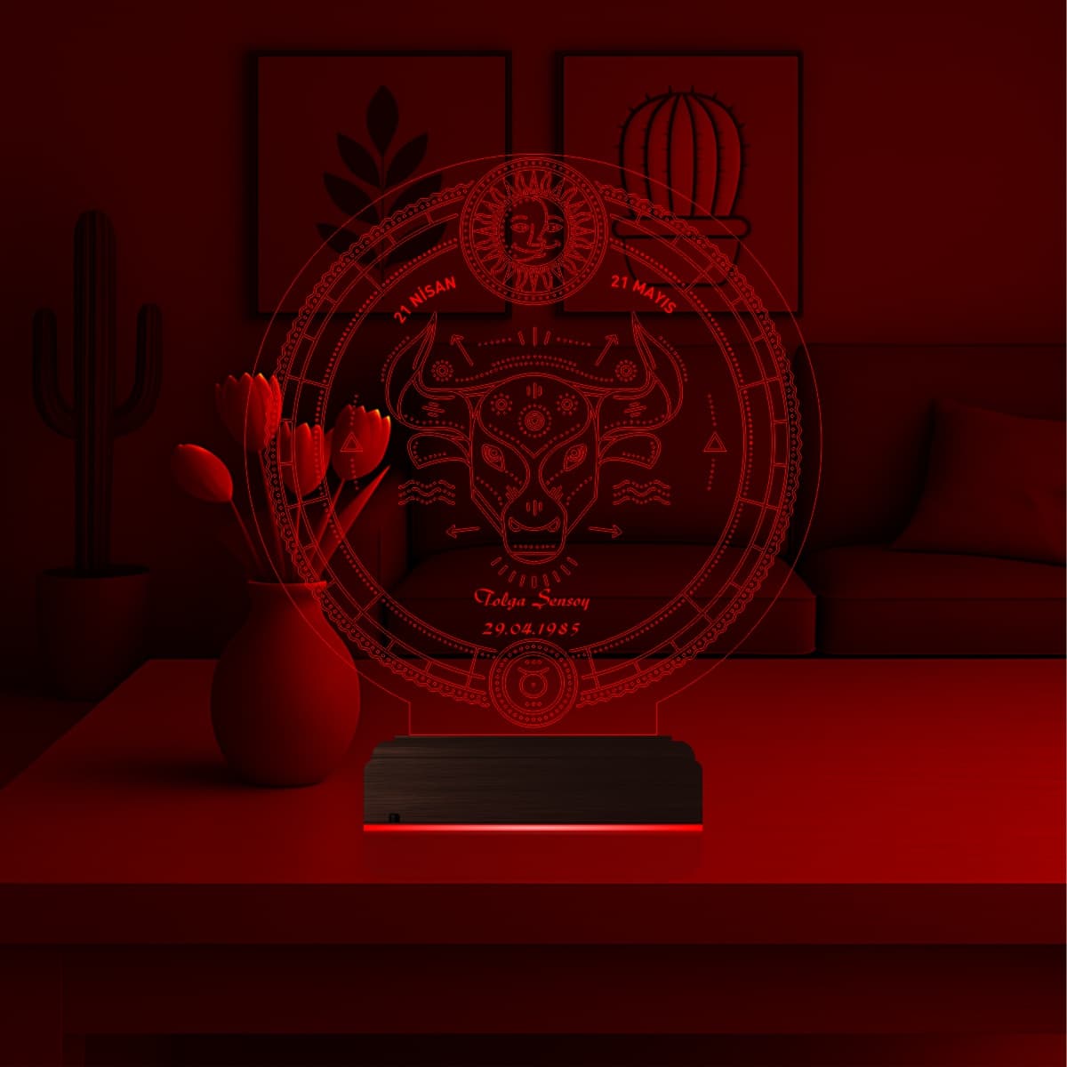 Телец — 3D LED Ночник | Именной подарок на день рождения 6