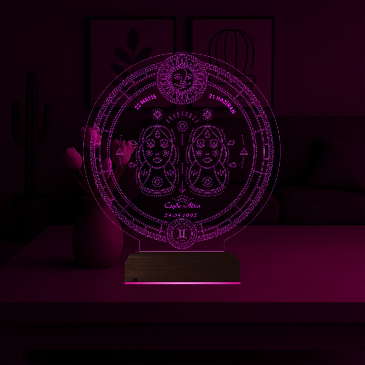 Близнецы — 3D LED Ночник | Именной подарок со знаком зодиака 4