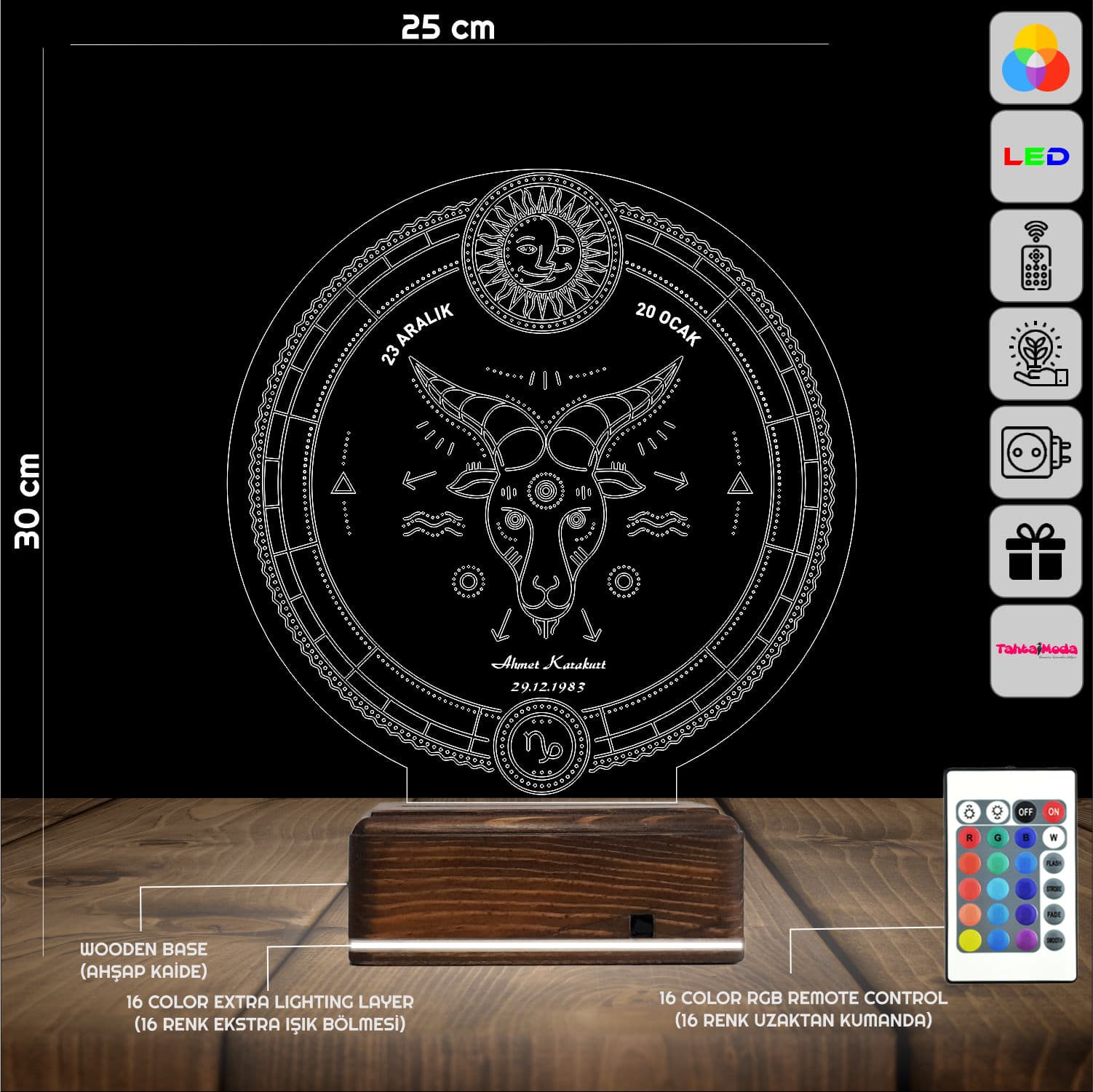 Козерог — 3D LED Ночник | Именной подарок на день рождения 2