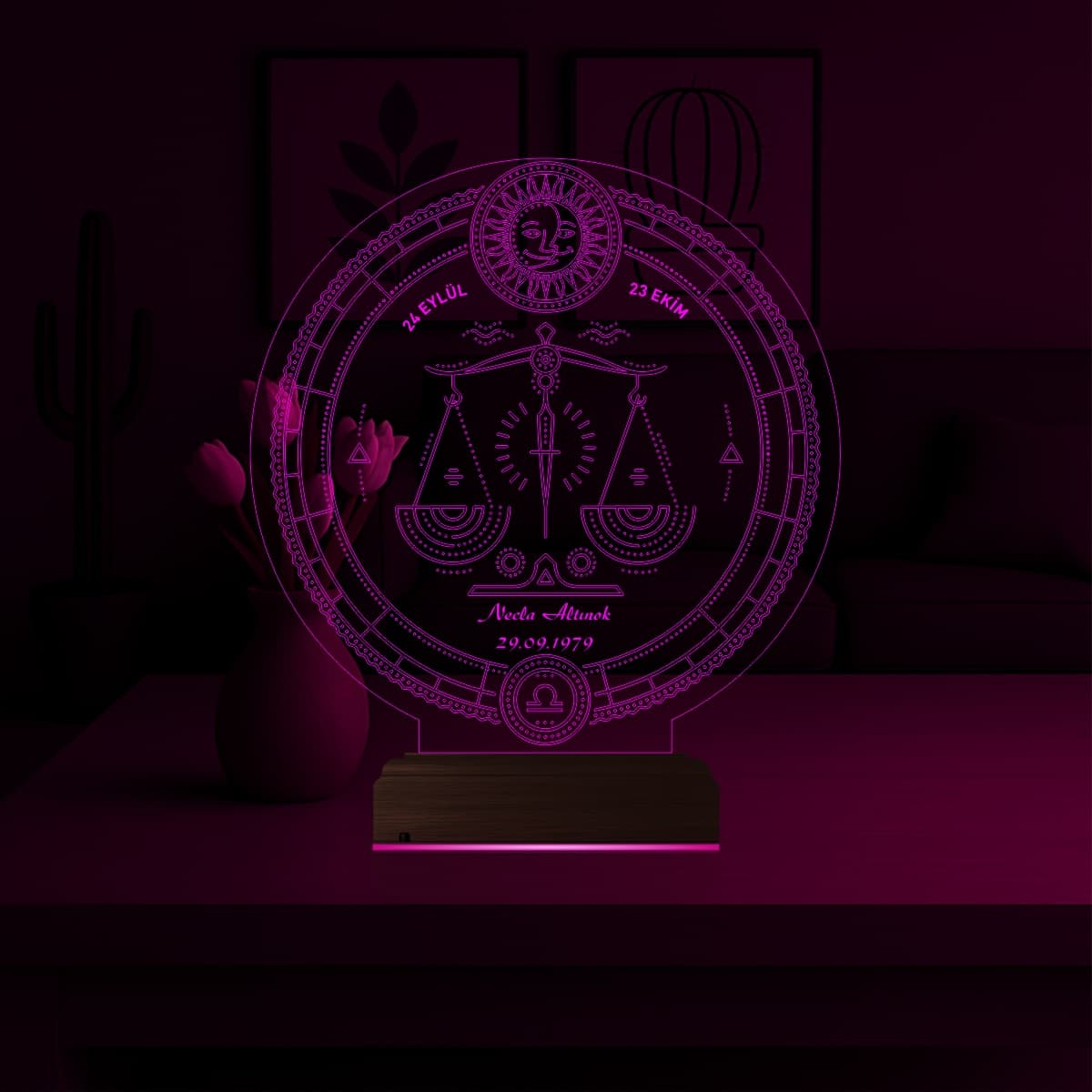 Весы Зодиак Именной 3D Ночник 4