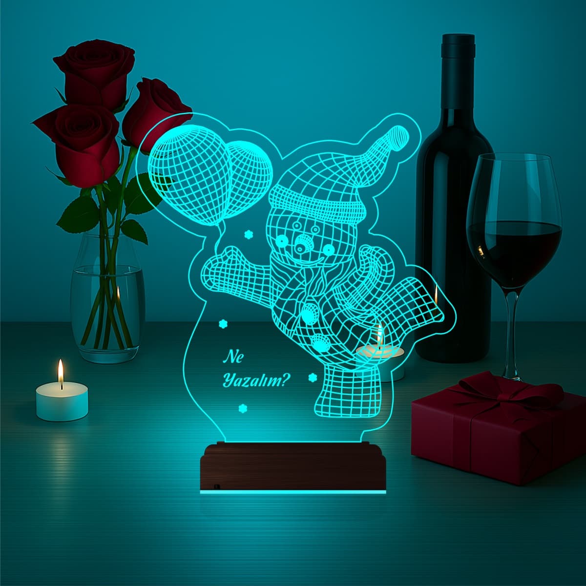 Снеговик с шариками — 3D LED Ночник | Именной подарок 3