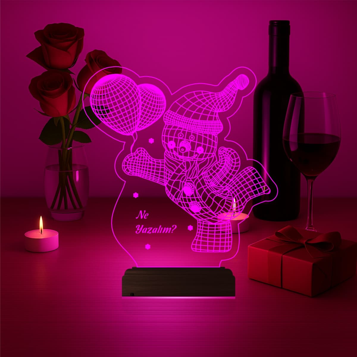 Снеговик с шариками — 3D LED Ночник | Именной подарок 4